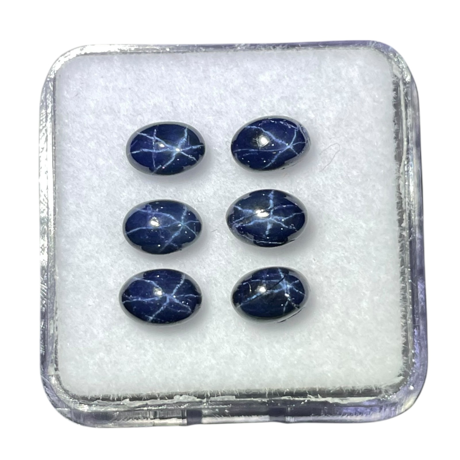 6 Pcs Natural Star Blue Sapphire 6x4mm Oval Cabochon Royal Loose Gemstones Lot