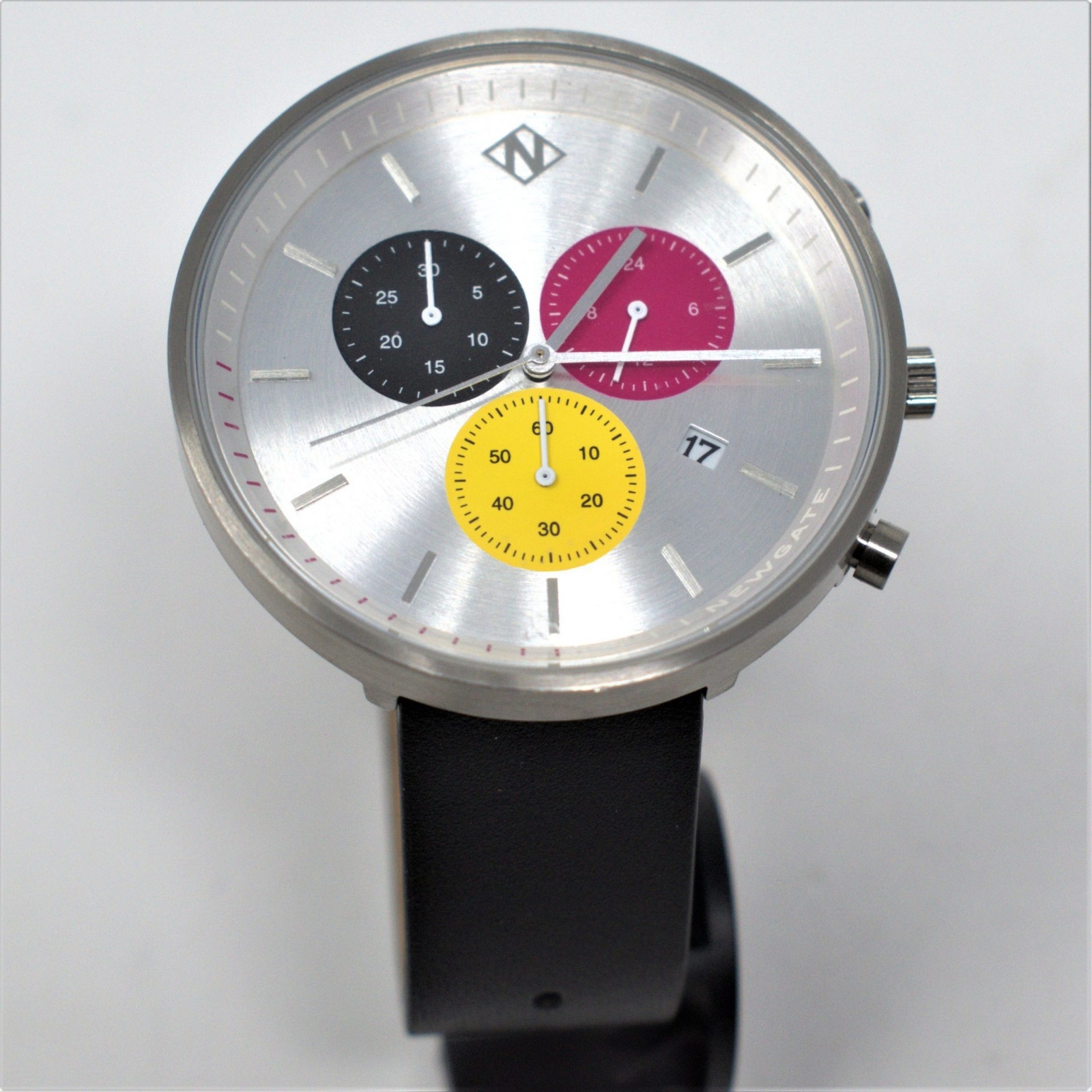 Newgate G6S Tigger Women’s Watch, Multicolour Canvas/Black Leather Straps, Silve