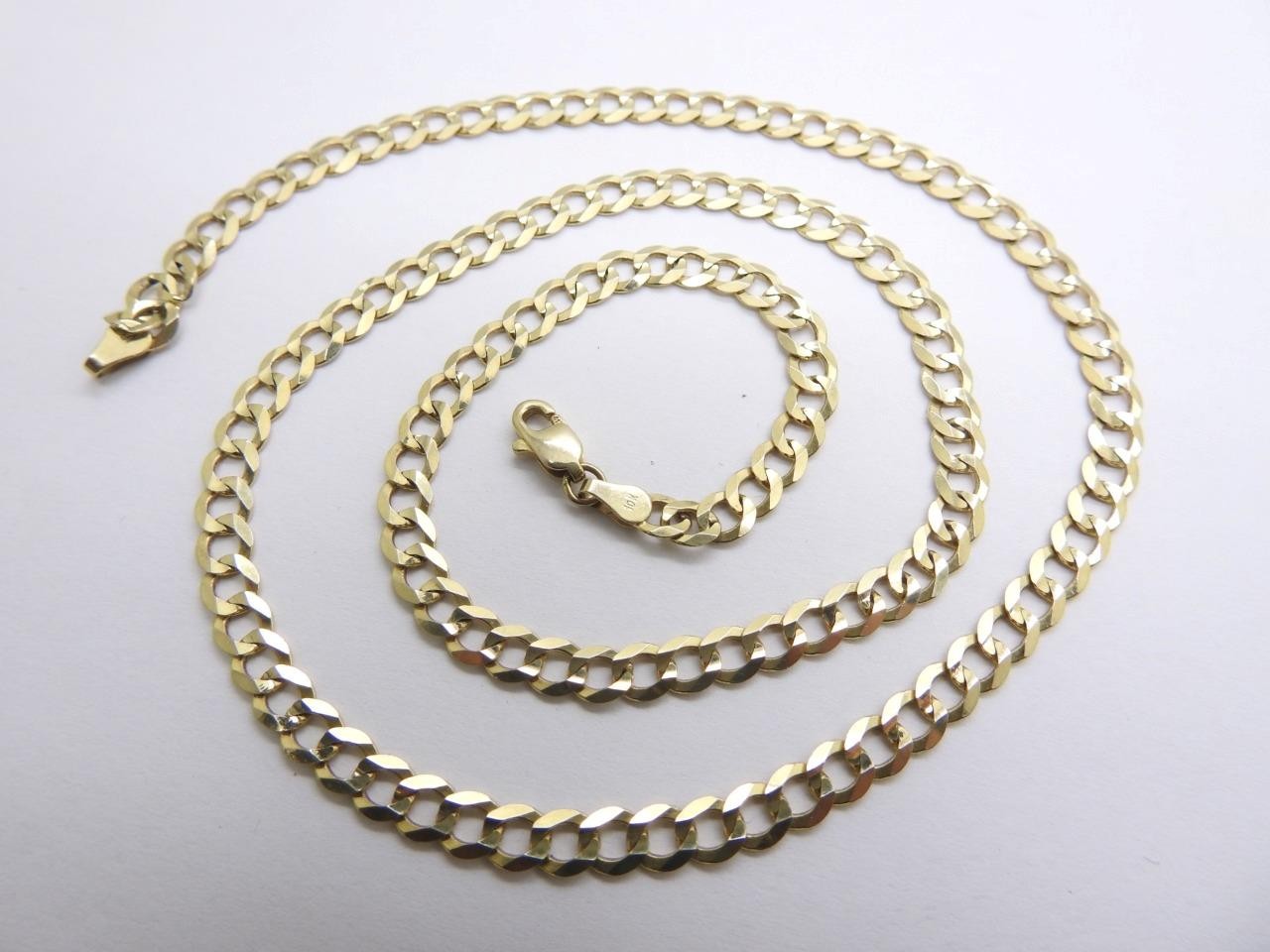 10K Solid Yellow Gold Fancy Curb Link Chain Necklace 20” long 10.5 grams