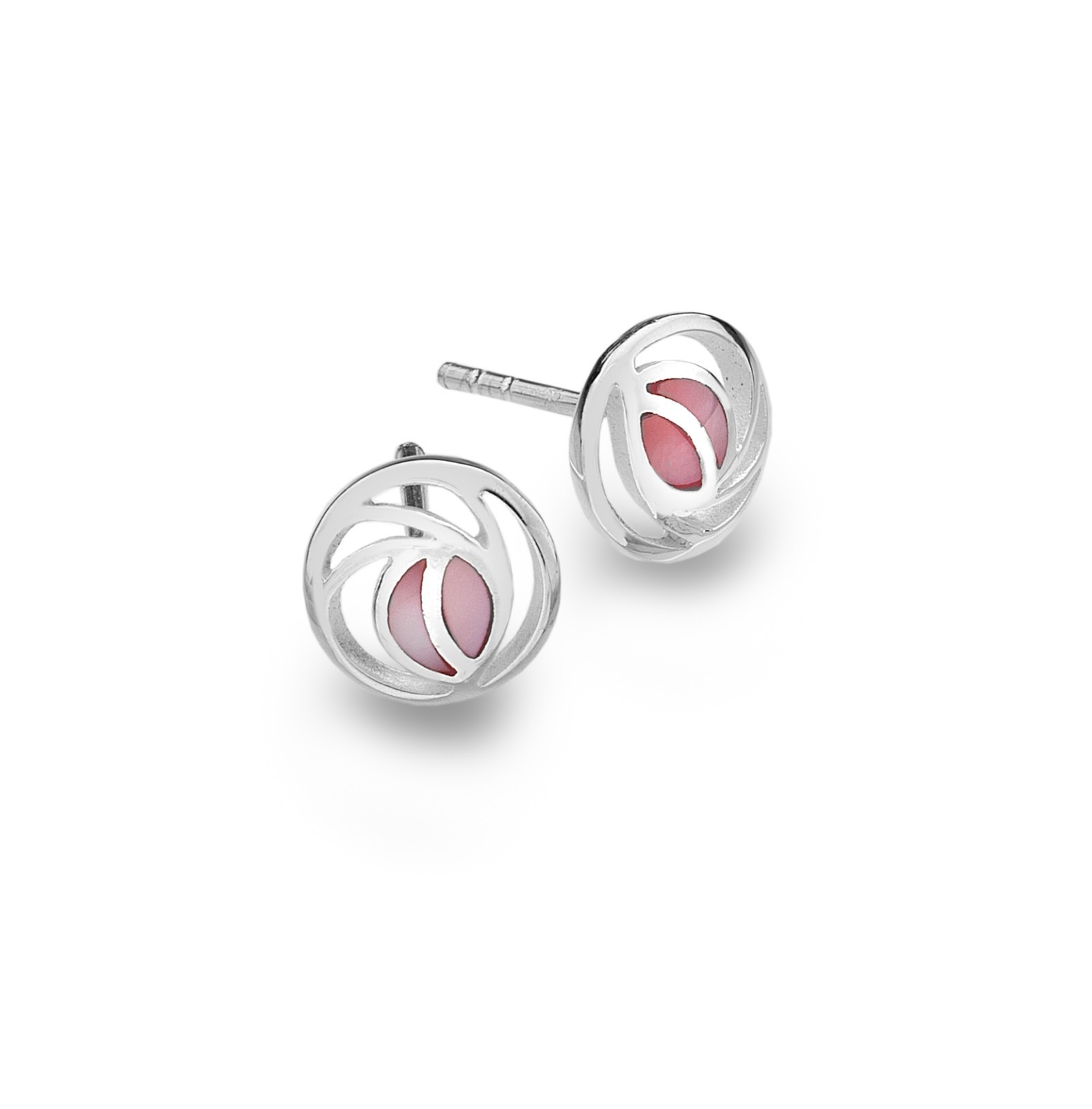 Sea Gems Mackintosh Rose Mother of Pearl Sterling Silver Stud Earrings w/ Box