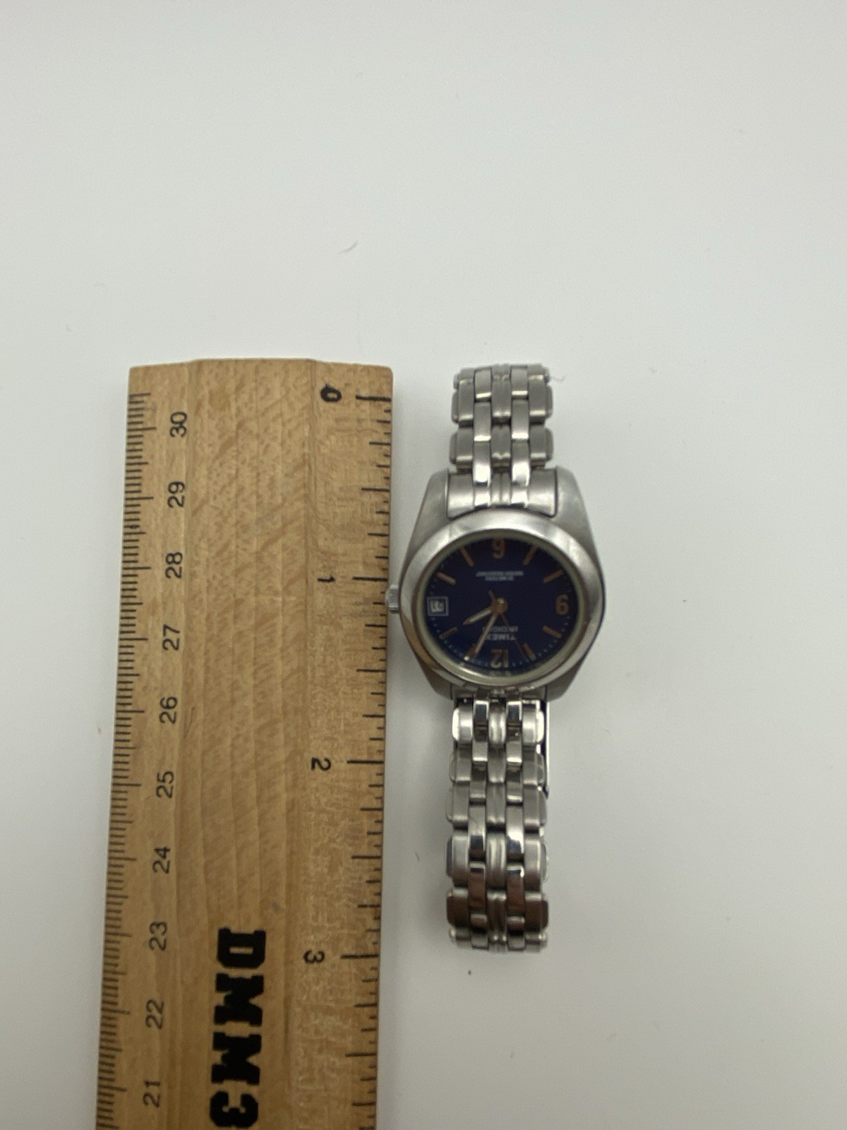 Timex Indiglo Watch Women Navy Blue Dial Stainless Steel Bracelet Needs Battery