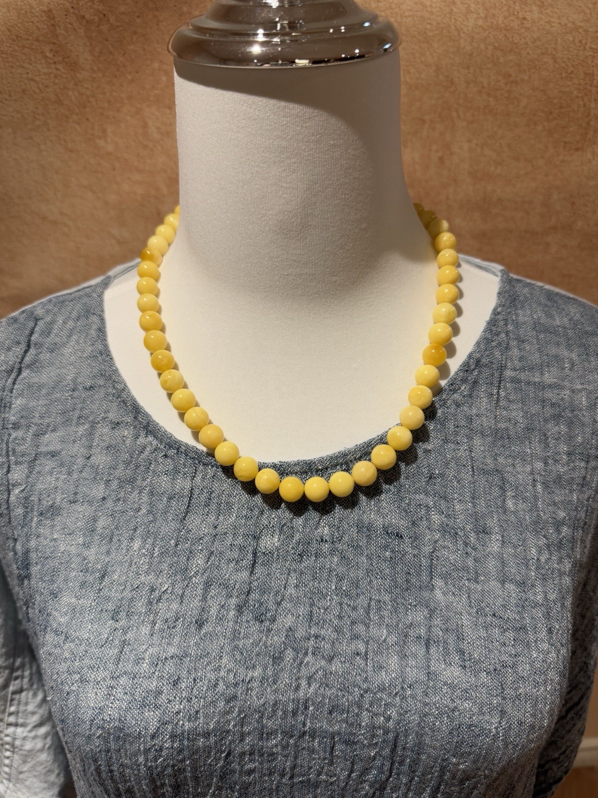 Genuine Baltic Amber Necklace-Polished Round Bead 10.1-10.9mm 53cm 32.16g