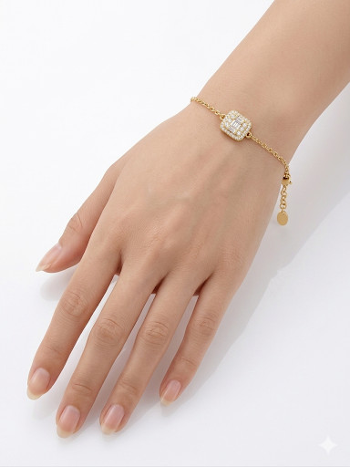 Empress Emerald Cut Gold Plated Bracelet Length 6.6″ 16.8 cm