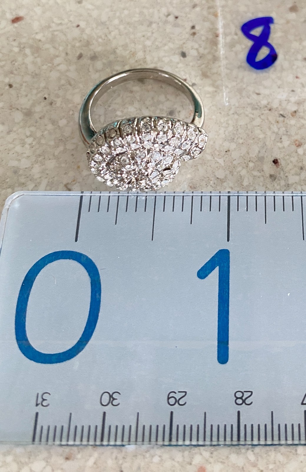 Spiral Shell Style Statement Cocktail Ring Cluster Clear Rhinestone Band Size 8