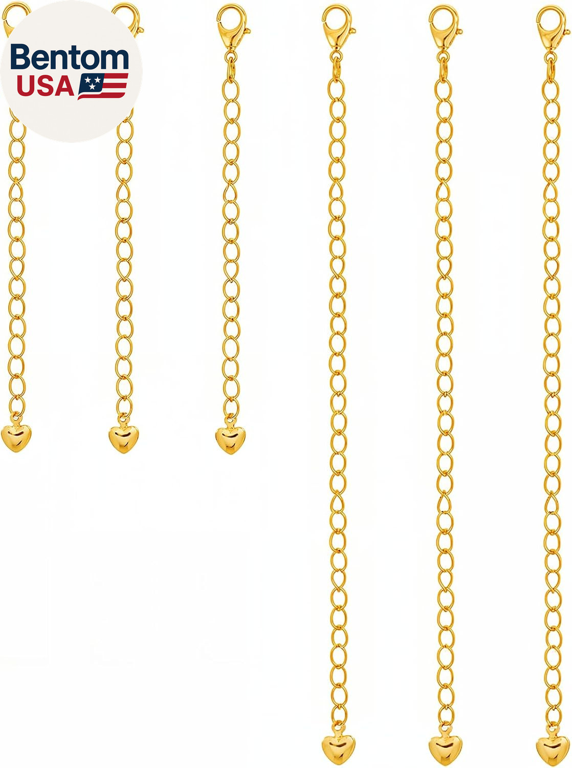 6 Pcs Gold Necklace Extenders for Women Non Tarnish Gold Bracelet Chain Extender