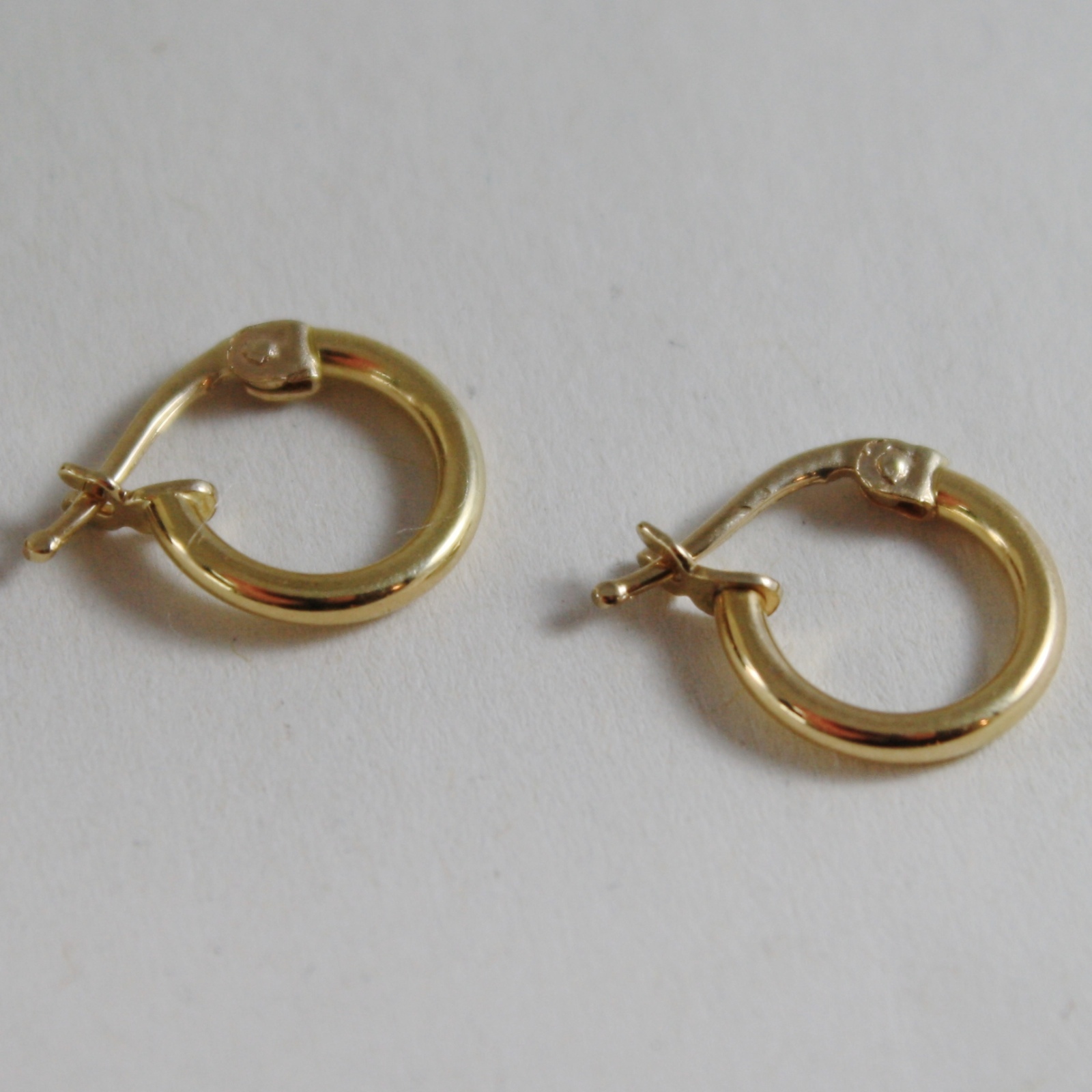 18K YELLOW GOLD EARRINGS MINI CIRCLE HOOP 10 MM 0.39 IN DIAMETER MADE IN ITALY