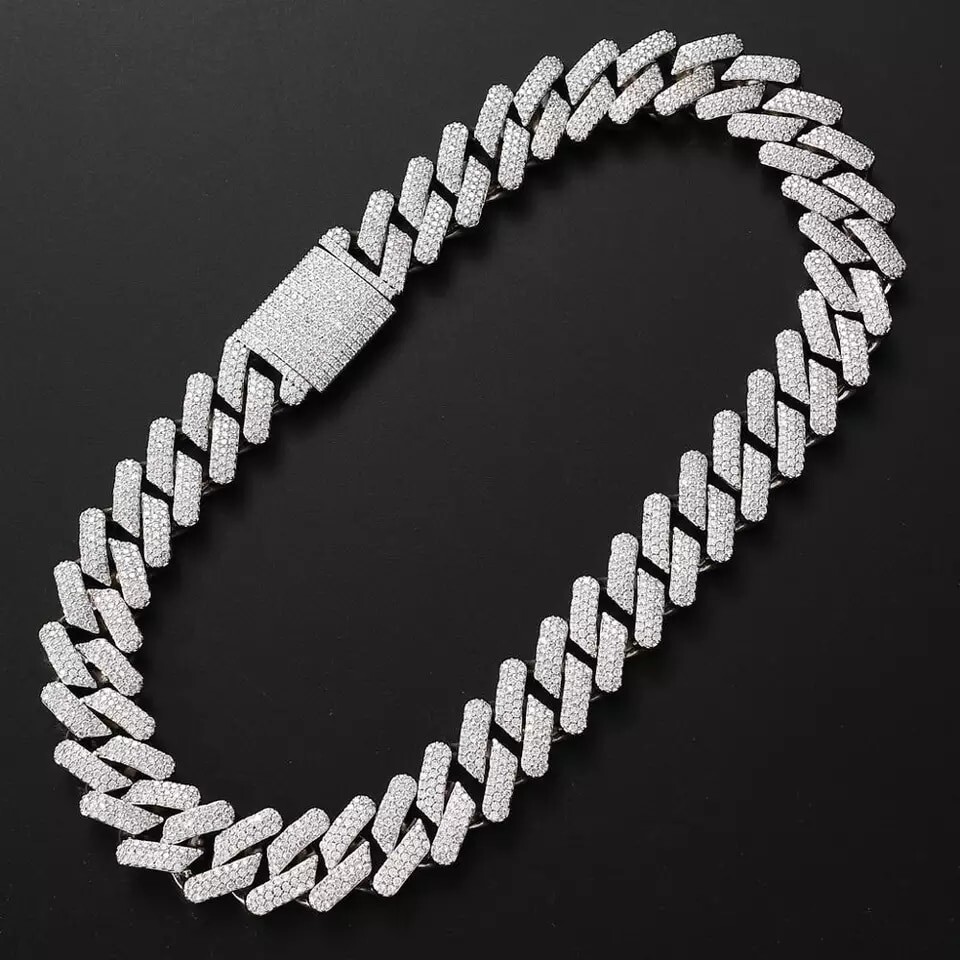 Cadenas de Plata ® Chapada en Oro 14K Para Hombre Cadena Cubana Joyería Fina