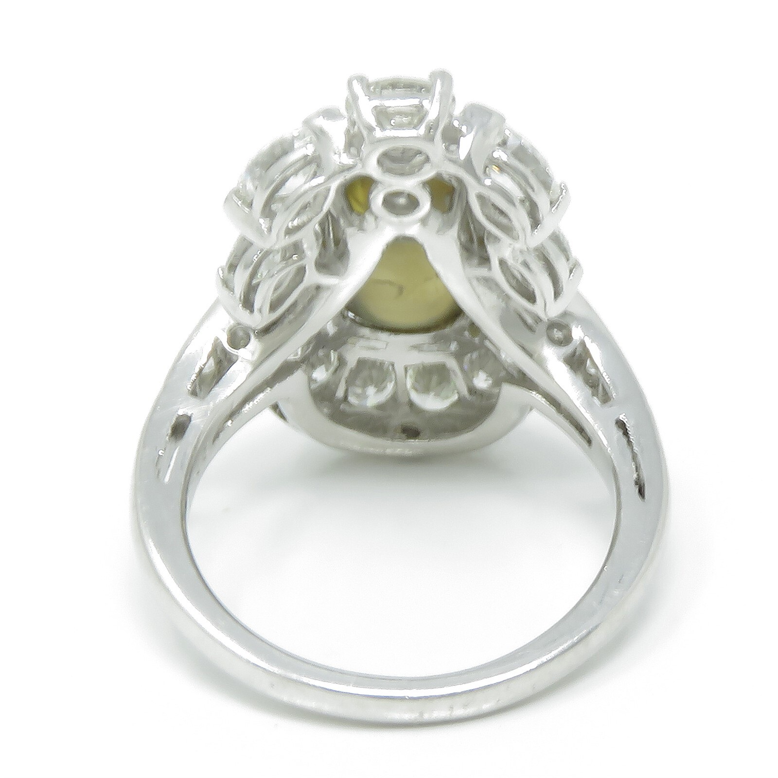NYJEWEL Platinum 6ctw Cat Eye Chrysoberyl & Diamond Ring w serial #