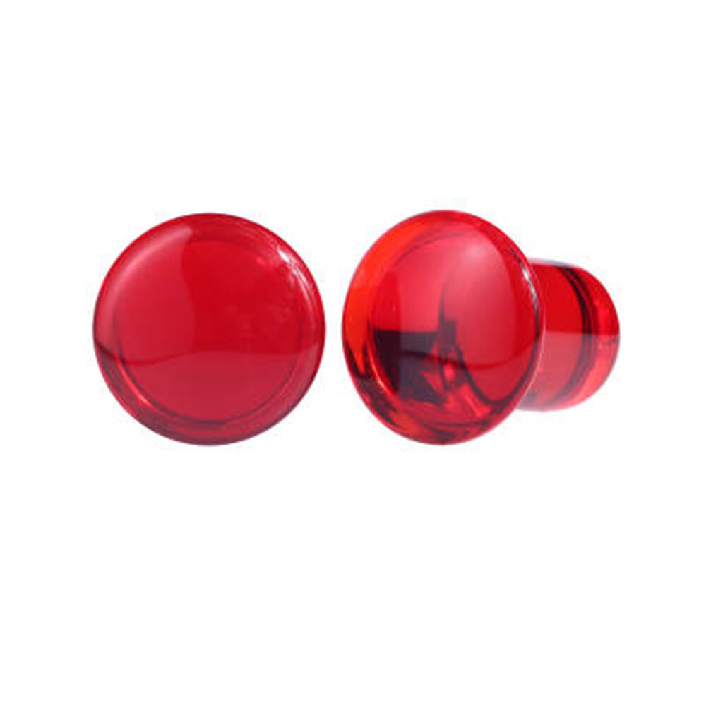Pairs of Red Glass Single Flare Plugs with O Rings Sizes 8GA-13/16 Inch E610