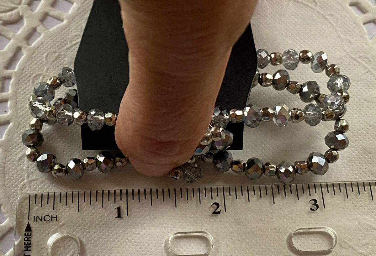 Paparazzi Sink or Shimmer Silver, Hematite, Smoky Crystal-Like Beads Stretchy