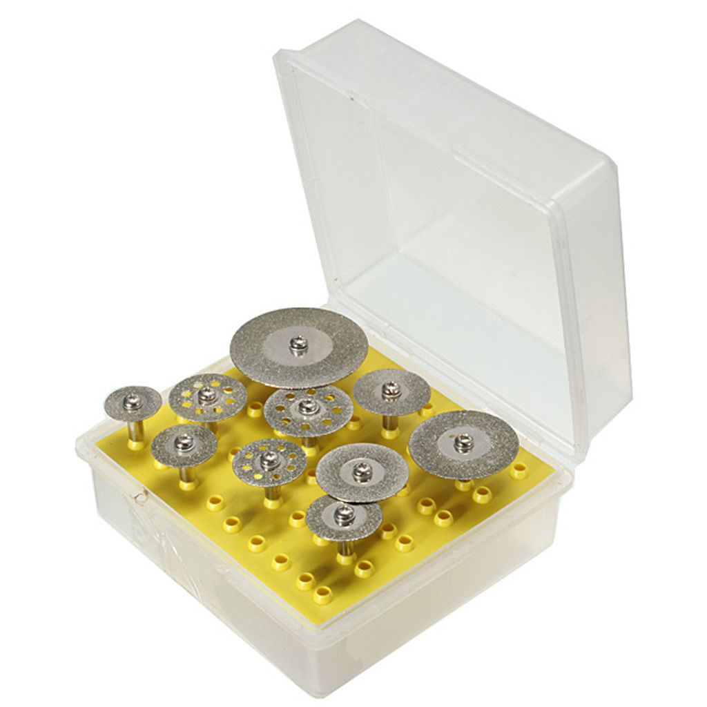 New 10pc Diamond Saw Cut Off Discs Wheel Blades Rotary Tool Set 1/8 Shank #DW10M