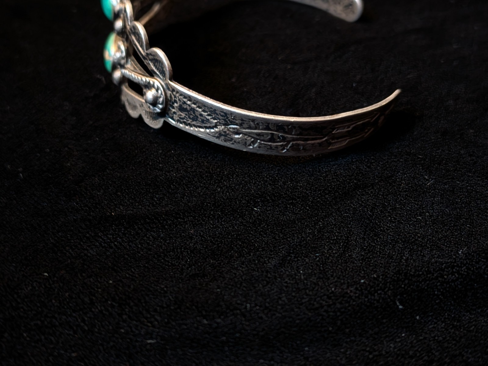 Vintage Fred Harvey Era Southwestern Sterling Silver Turquoise Cuff Bracelet