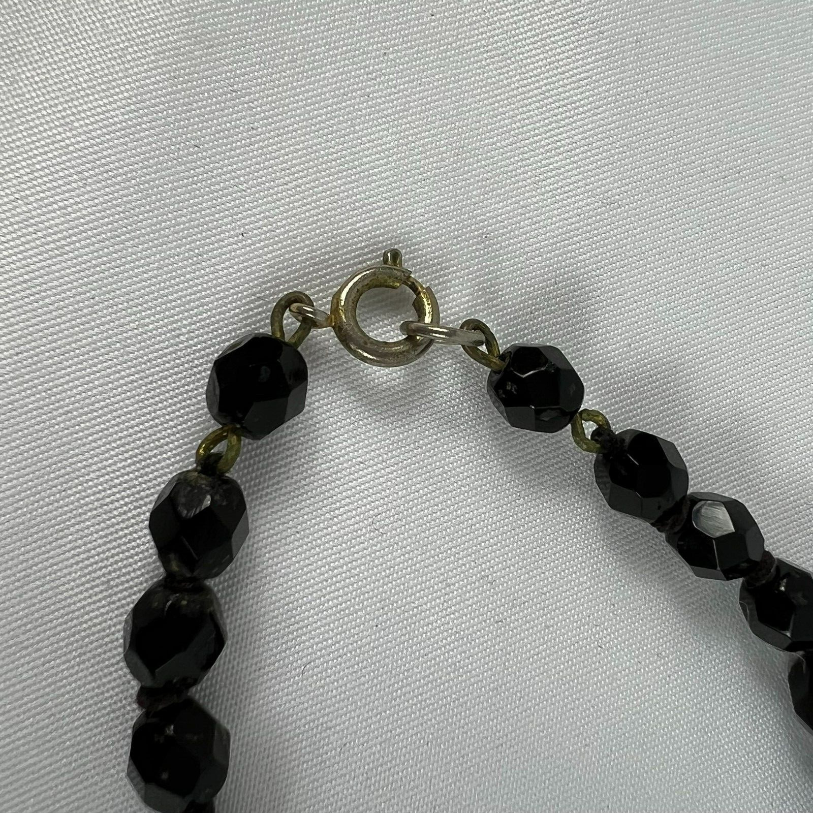 Jet Black Glass Crystals w Spacers Flapper VTG Necklace Strung on Chain 34in