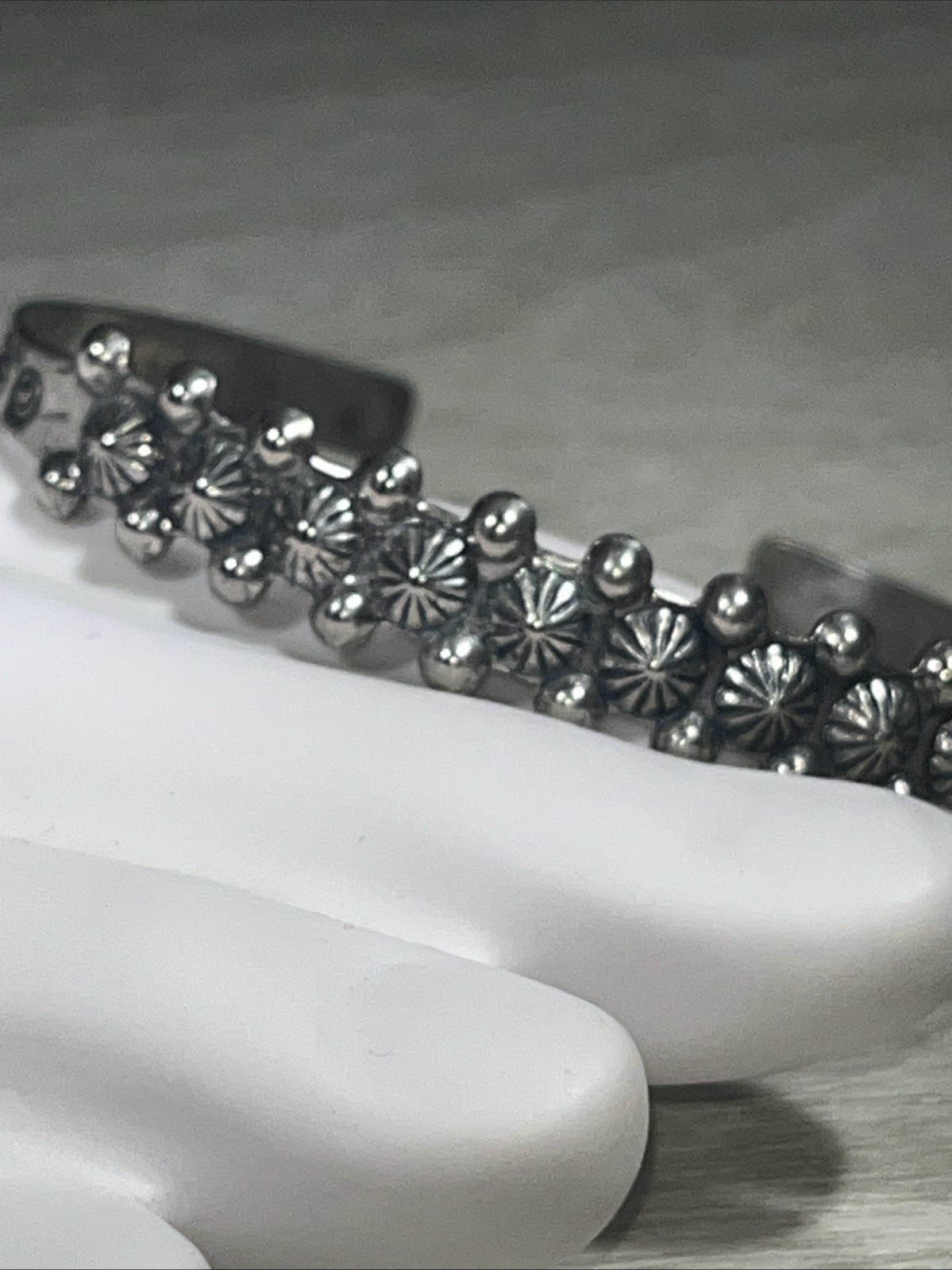 Vintage Fred Harvey Style Tourist Nickel Silver Cuff Bracelet