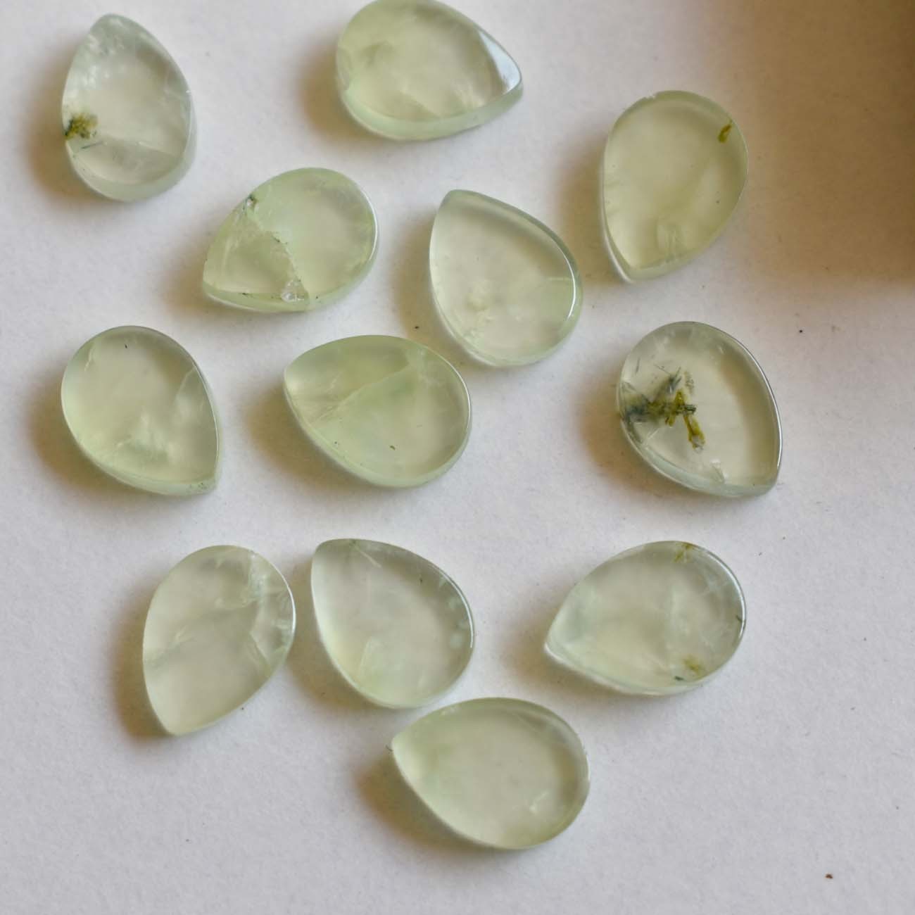 Natural Prehanite Pear Bothside Flatback 10x14mm To 20x25mm Loose Gemstone