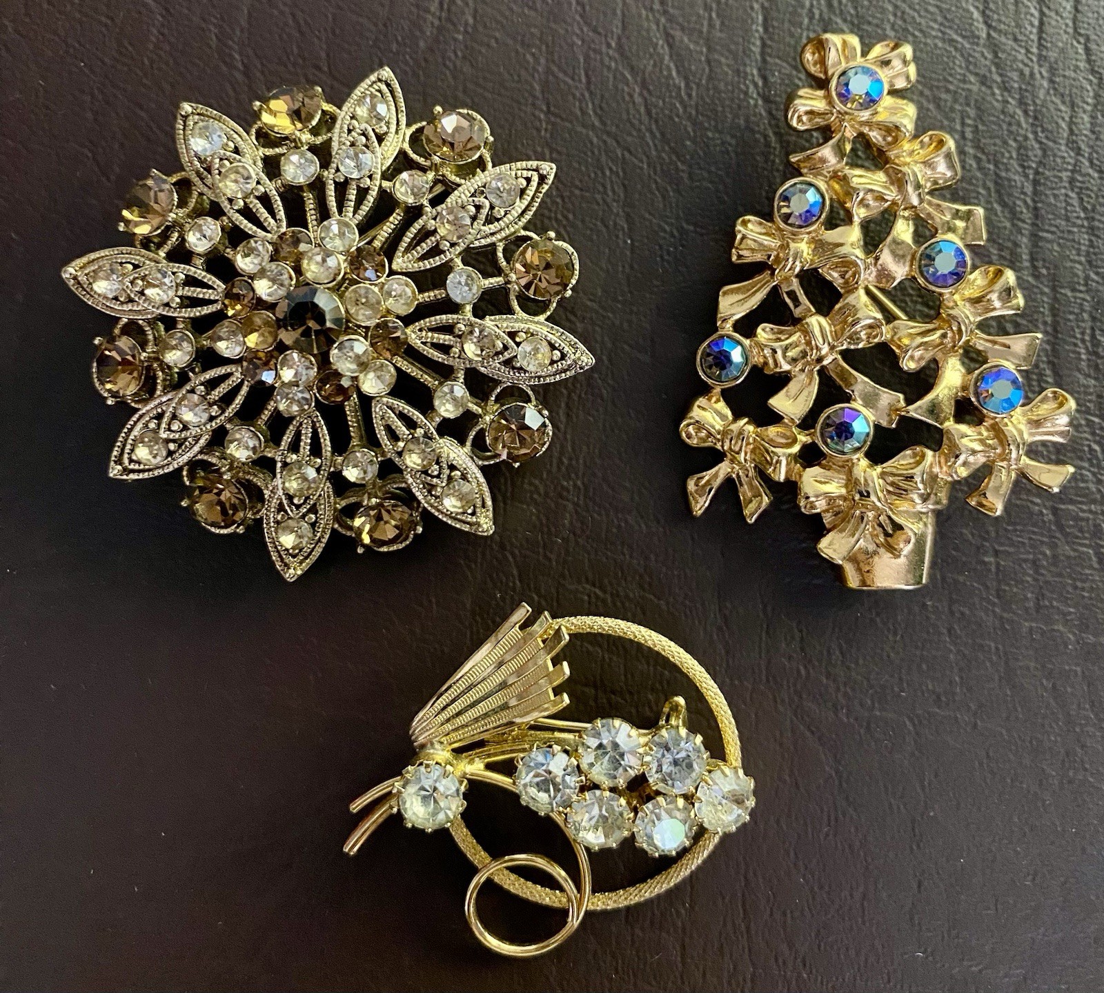 Vintage to Modern Rhinestone Mixed Metal Brooch Pin Lot – Set of 19 Brooches