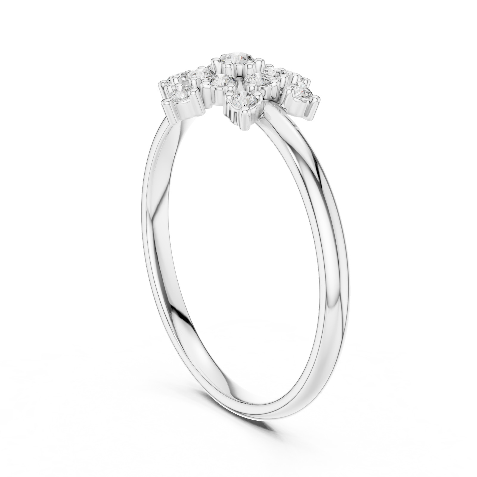 Round Certified Natural 13 Pc Diamond Luxury Designer Style Ring 14K Gold Over