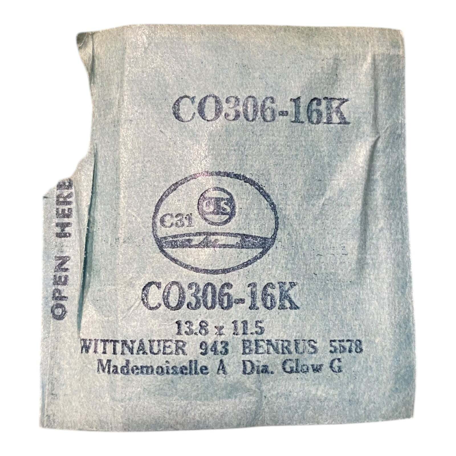 Germanow-Simon Mach (GS) CO306-16K Watch Crystal 13.8×11.5 NOS Part Wittnauer