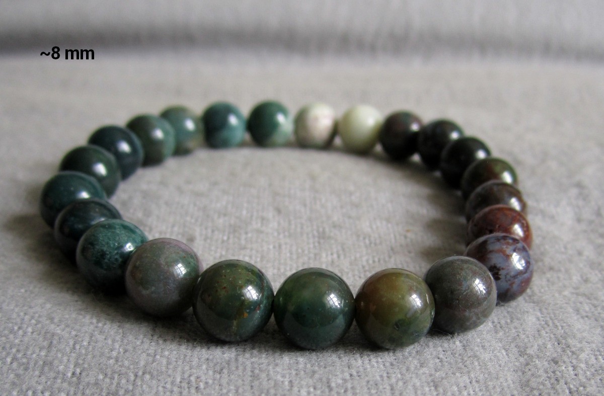 Indian Jasper Bracelet • Approx Ø 6 and 8mm / Approx 15-20cm • Elastic