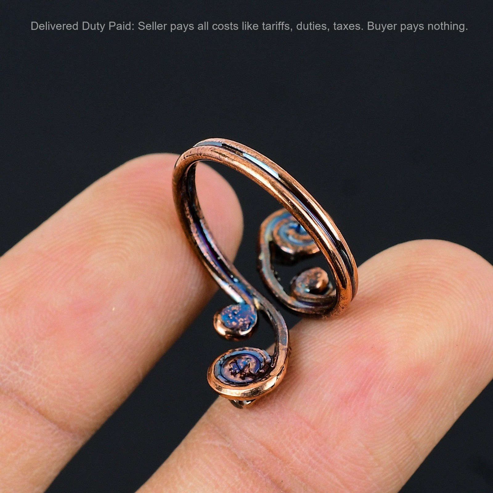 Multi Tourmaline Rough Stone Copper Electroformed Mother Stackable Ring Jewelry