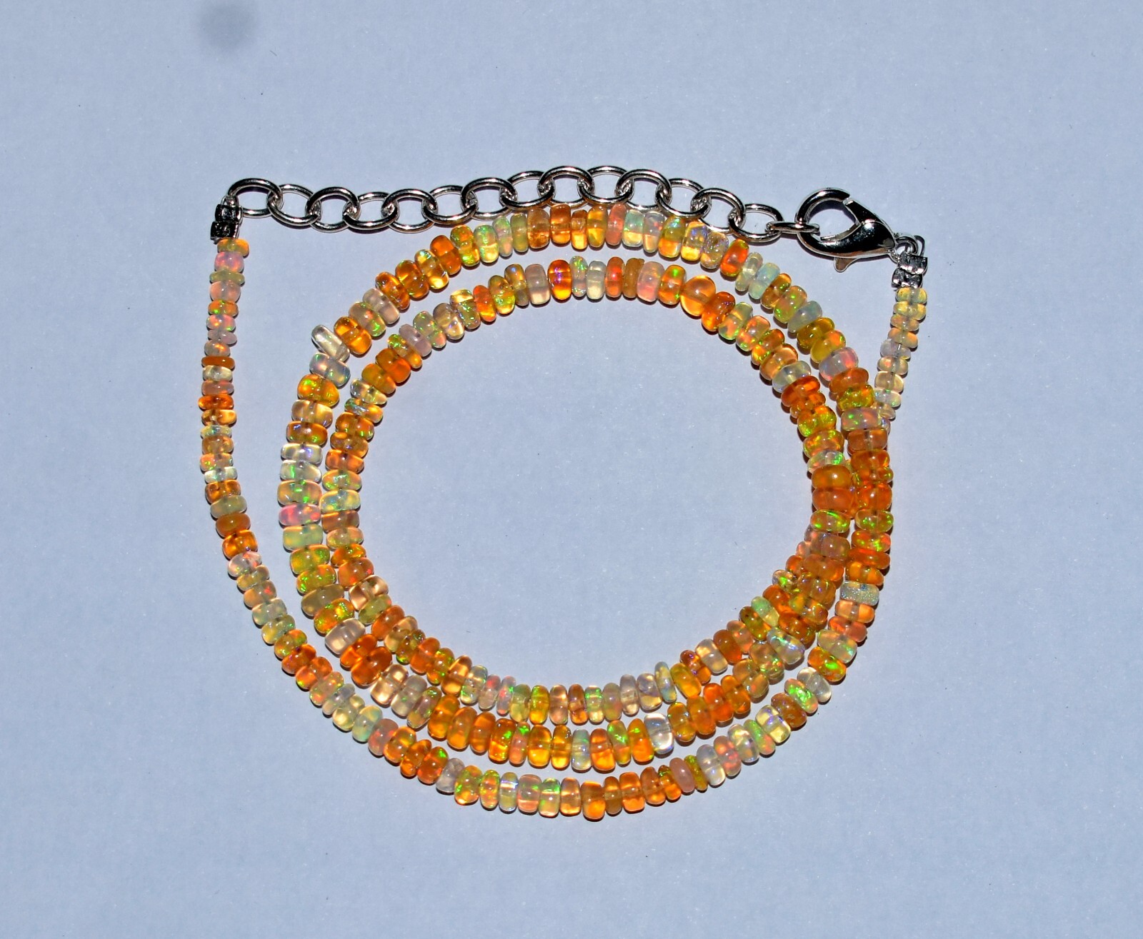 16″Natural Ethiopian Opal Wello Fire Opal Gemstone Bead Necklace Size 3-4 MM