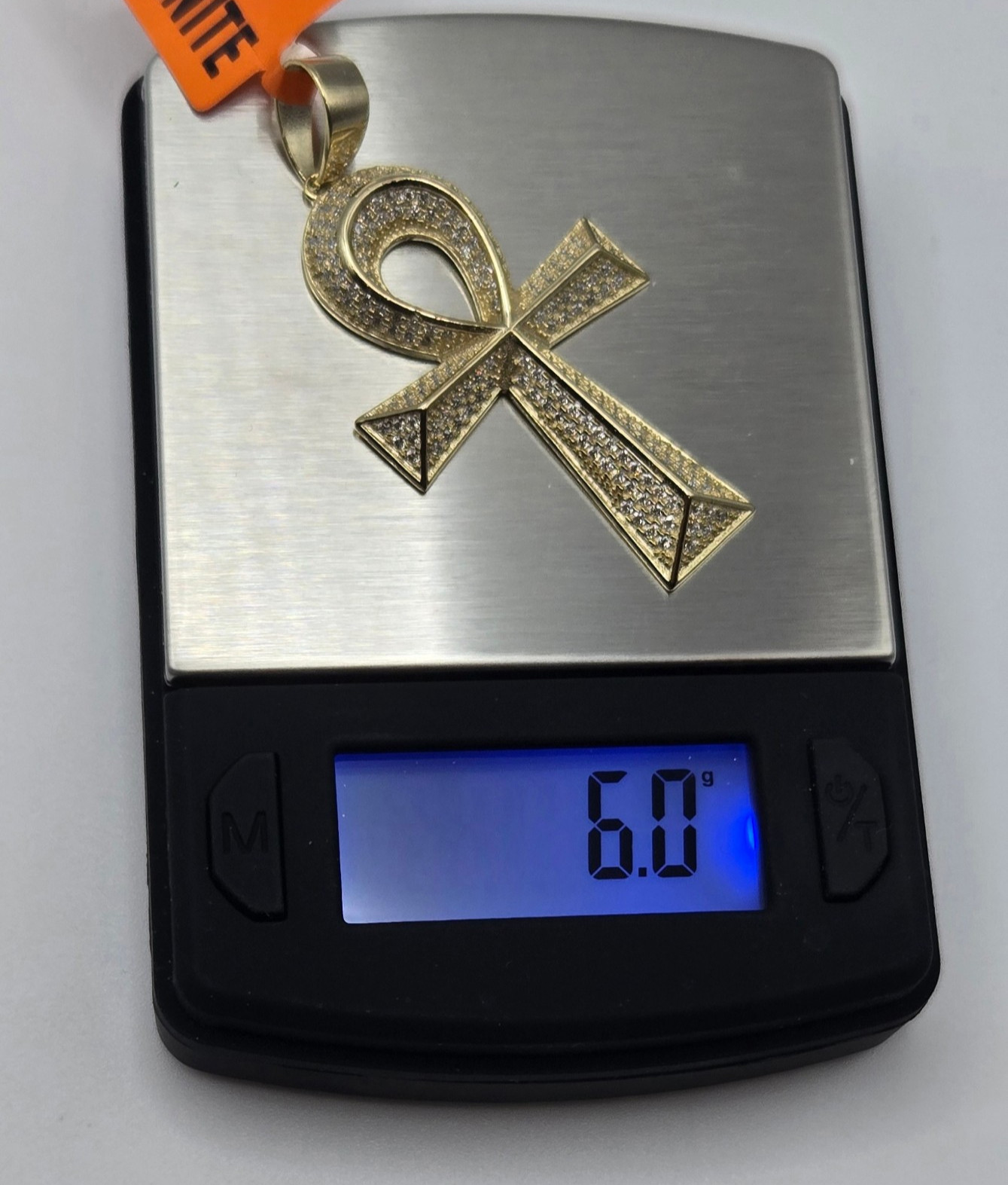 Solid 925 Sterling Silver MOISSANITE 2.0ctw PENDANT Ankh Cross, 14k Gold Vermeil