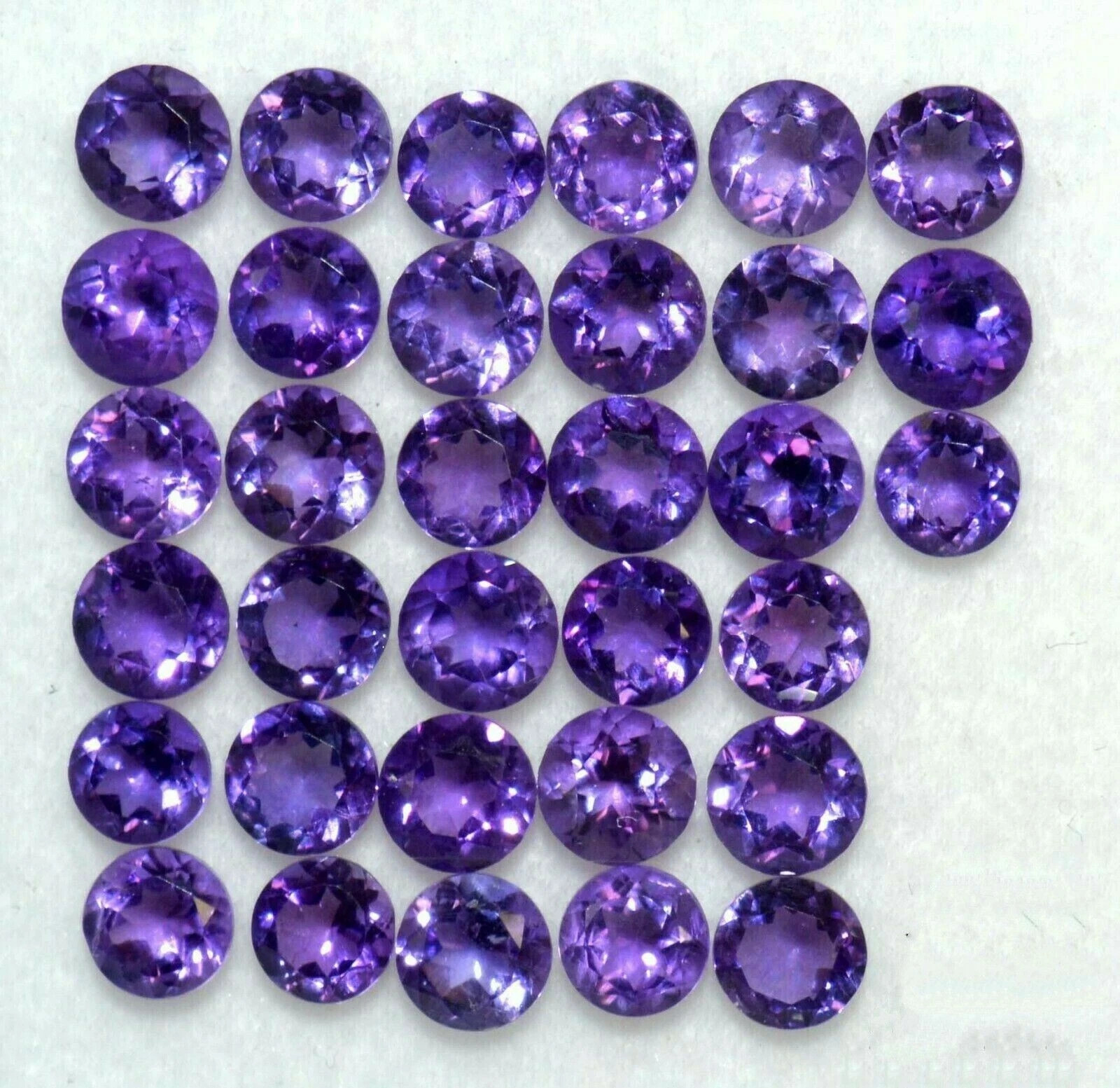 Natural Amethyst 6mm Round Cut 60 Pcs Loose Certified Gemstones Lot+ Free Gift