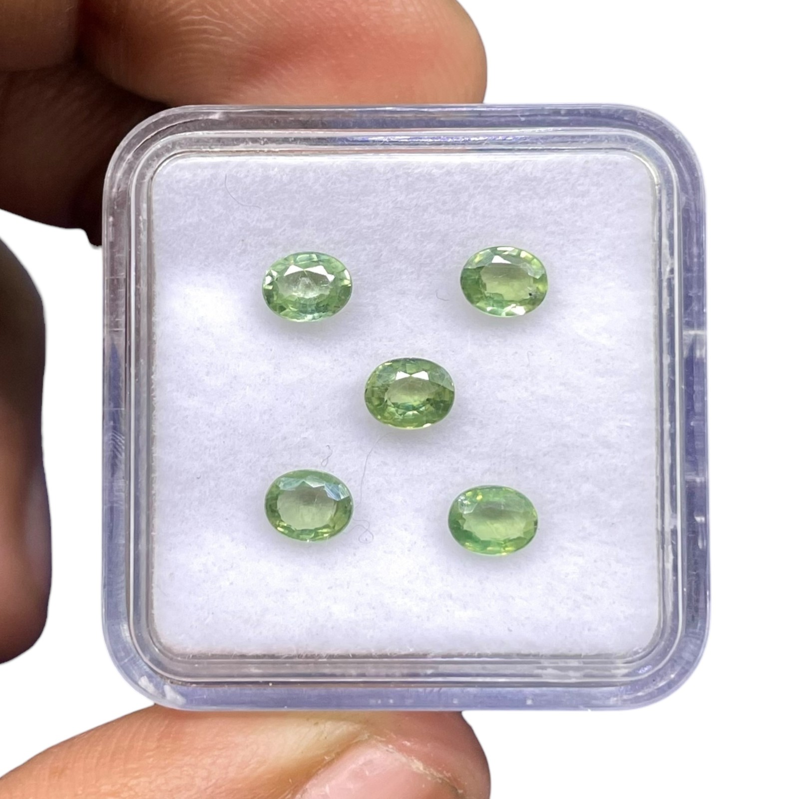 5 Pcs Natural Green Sapphire 4.5×3.5mm Oval Cut Loose Gemstone Lot Sri Lanka
