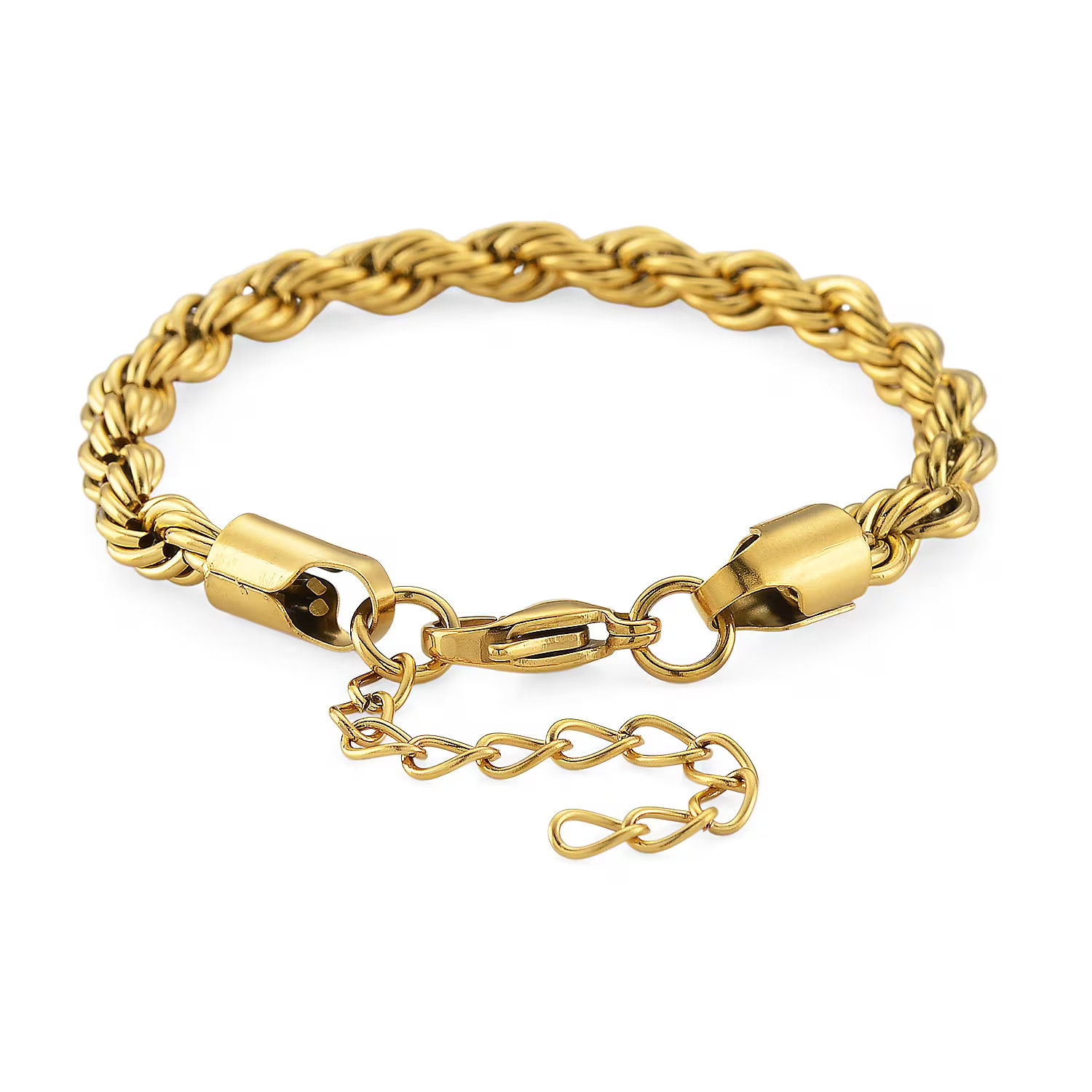 Rope Chain Bracelet in ION Plated YG Stainless Steel (7-9In)