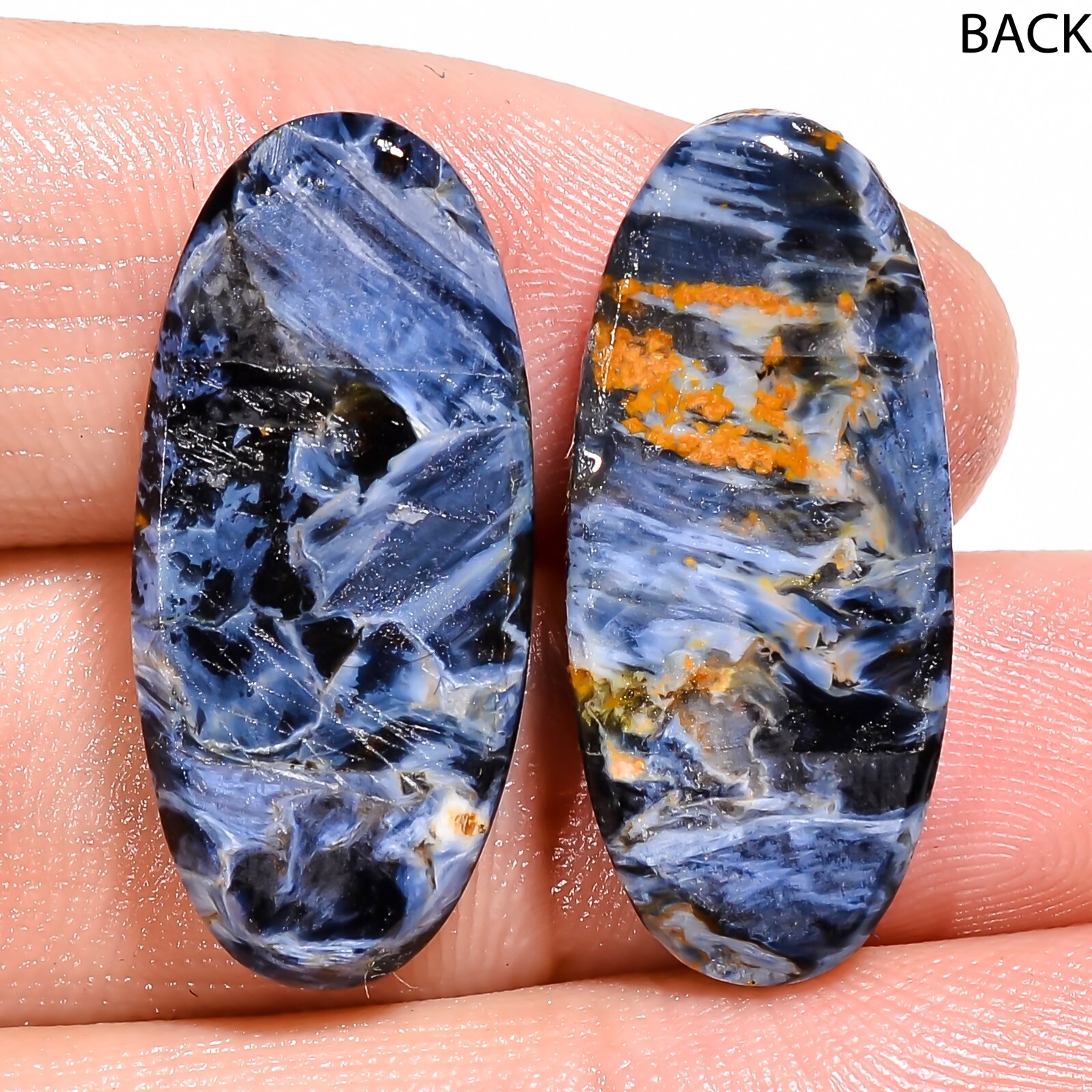 Cabochon Oval 23.65CT 100%Natural Gray Pietersite Match Pair 12x26x4mm Gemstone