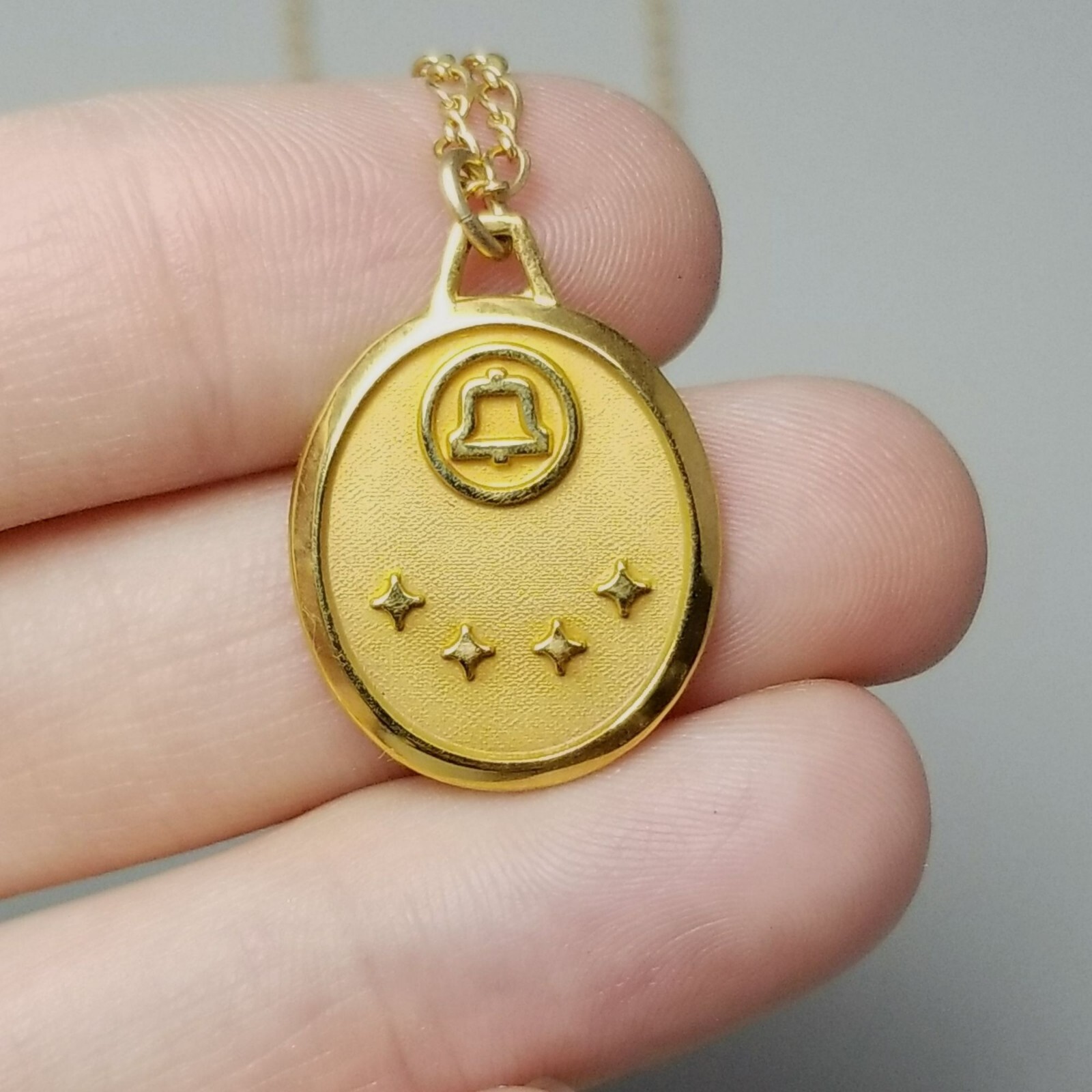 Vintage Bell Telephone Pendant Charm Necklace LGB Signed 1/5 10k Gold Filled