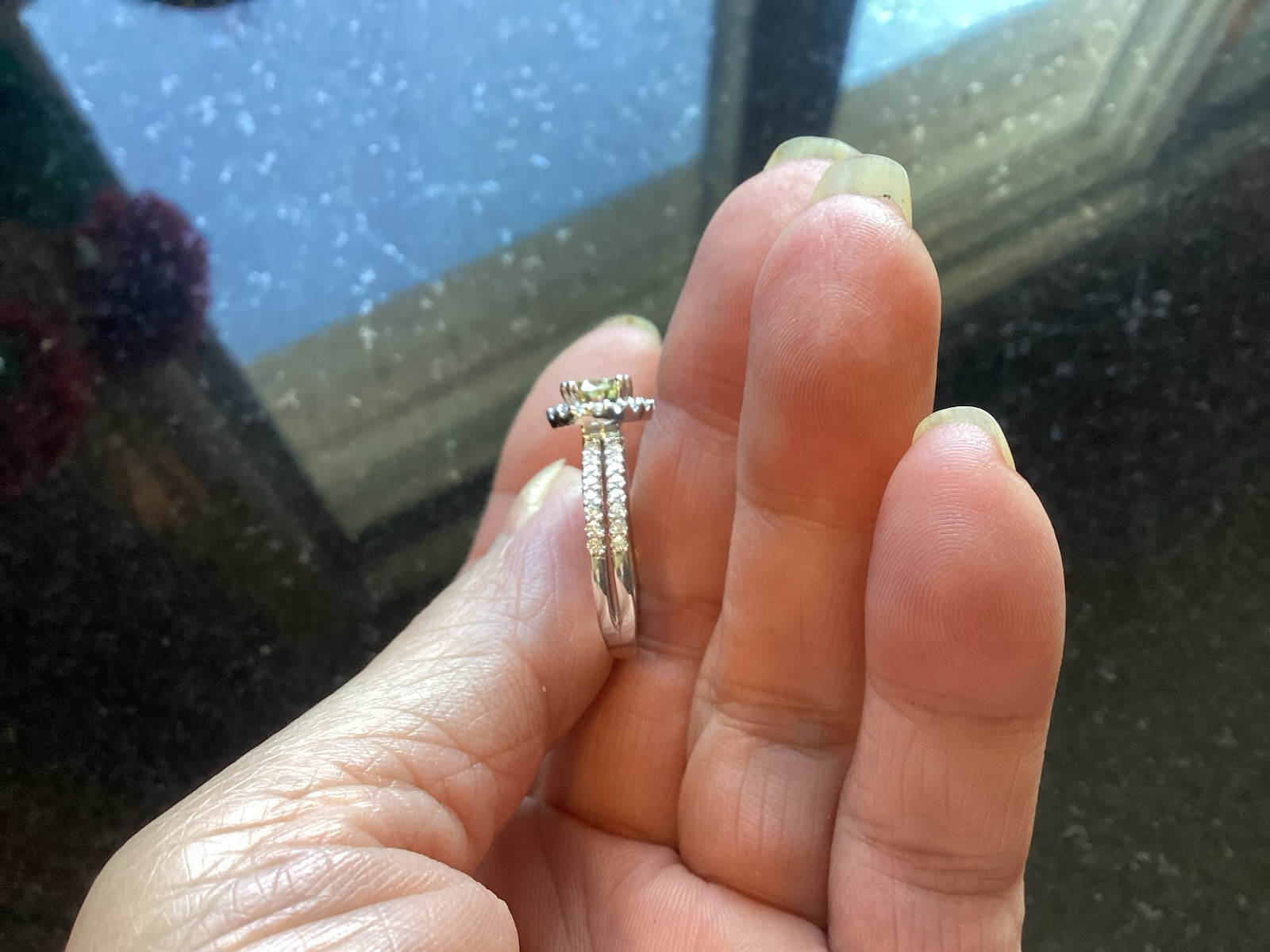 1ct Fancy Vivid Yellow Moissanite Halo Set Engagement Ring