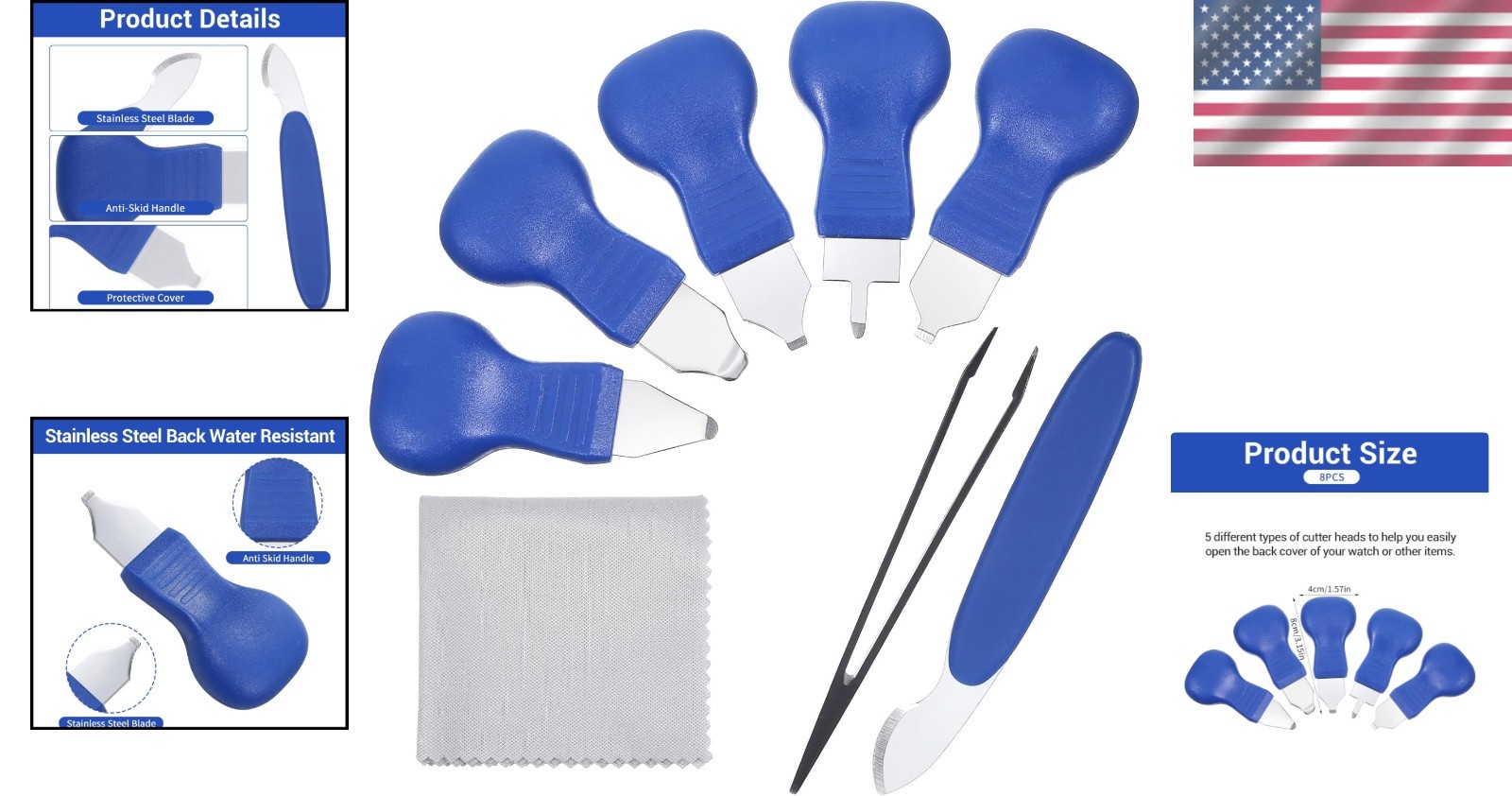 Compact 8-Pcs Watch Back Opener Set for Efficient Home and Professional Repairs