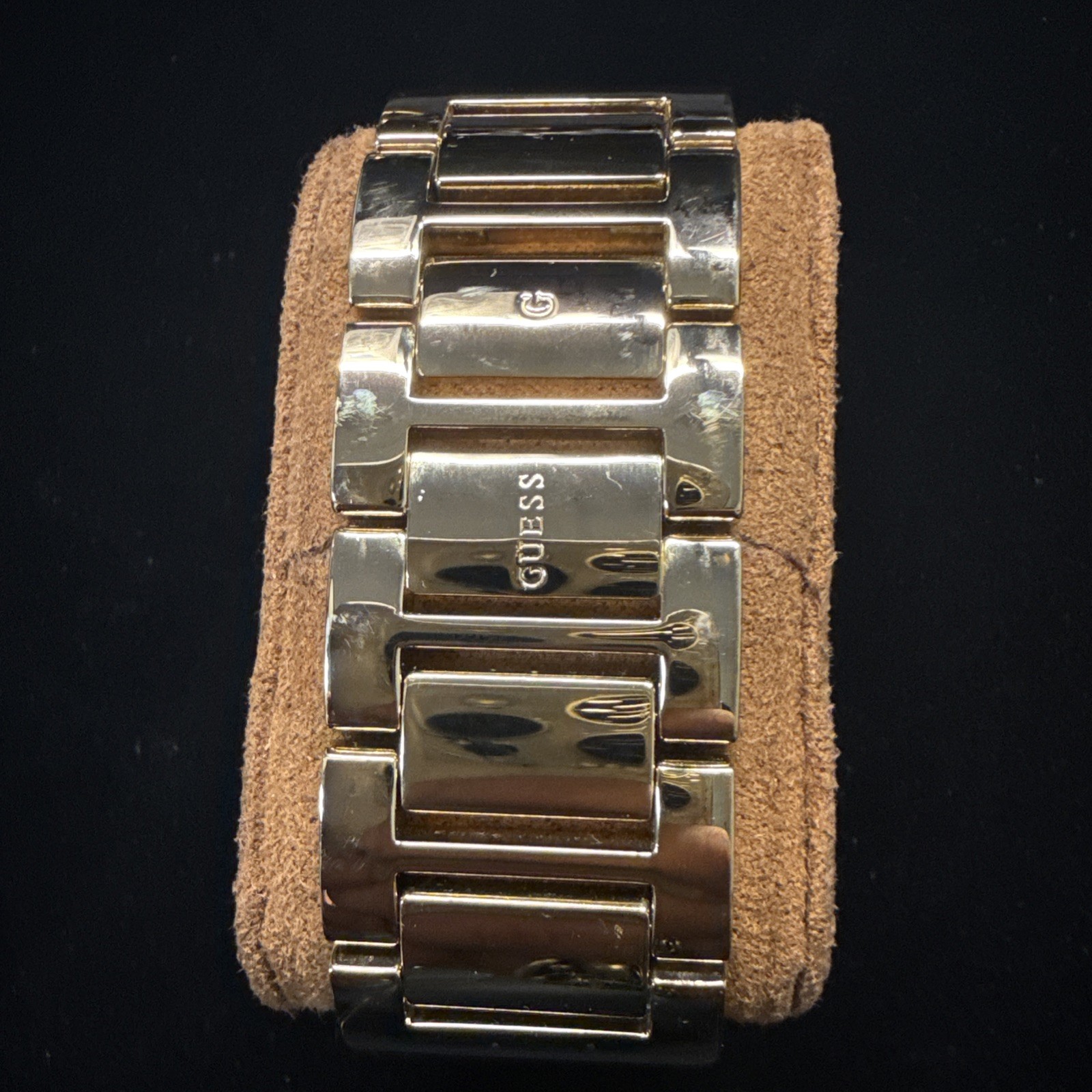 Guess Gold Tone And Rhinestone Logo Womens Watch Statement Piece 6.50 Inches 90s