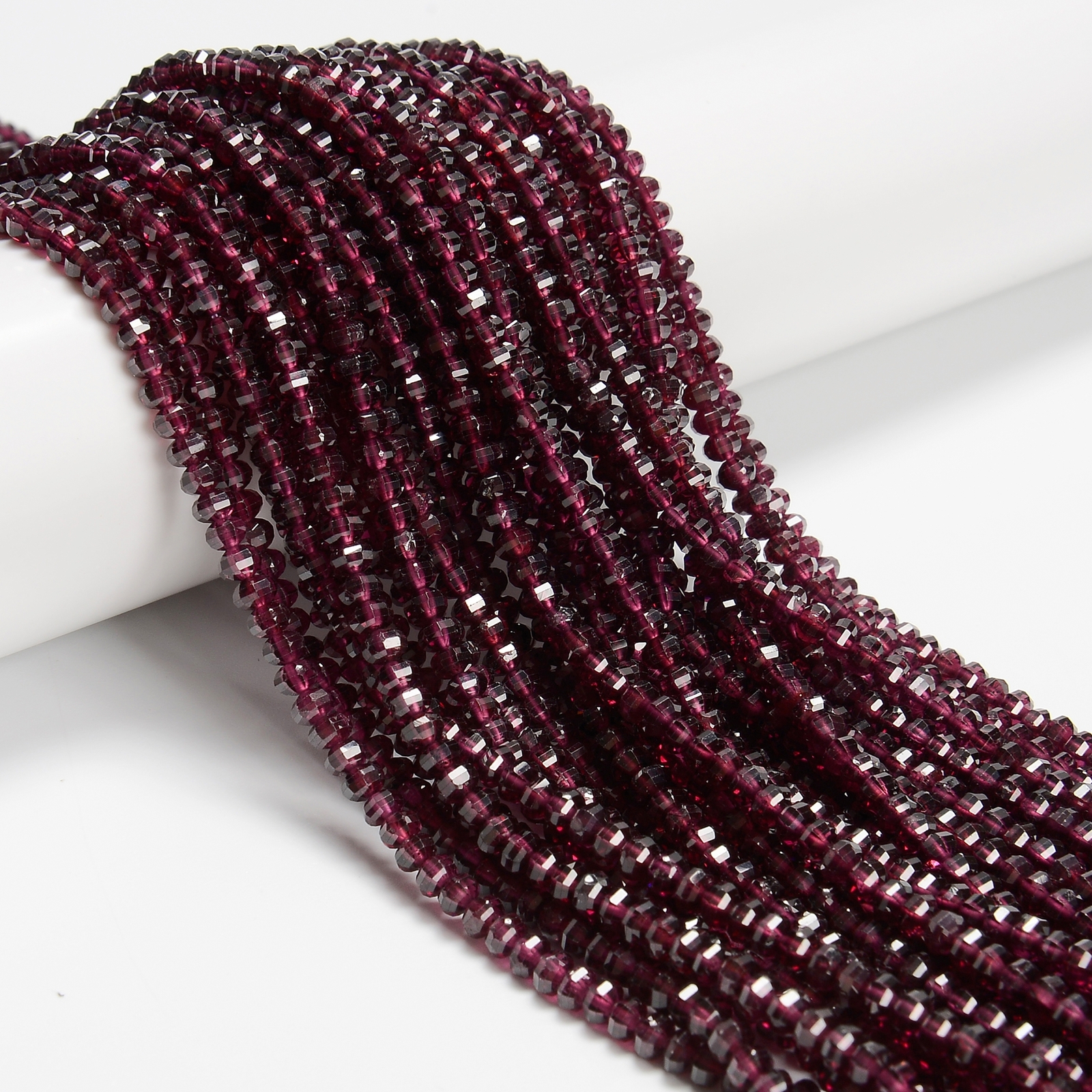 Natural Purple Garnet Faceted Pumpkin Beads Size 3x4mm 15.5” Strand