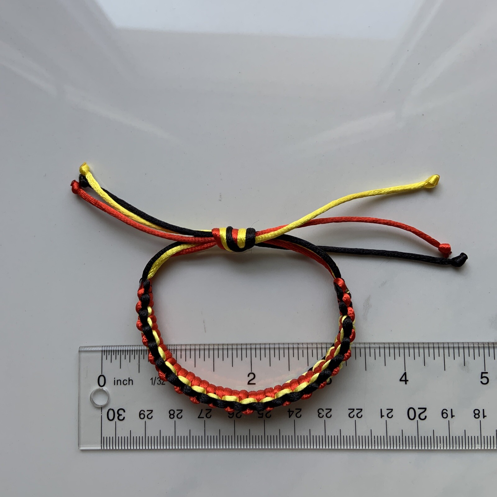 BELGIUM Bracelet BLACK YELLOW RED Armband Satin Rattail Nylon Macrame Cord