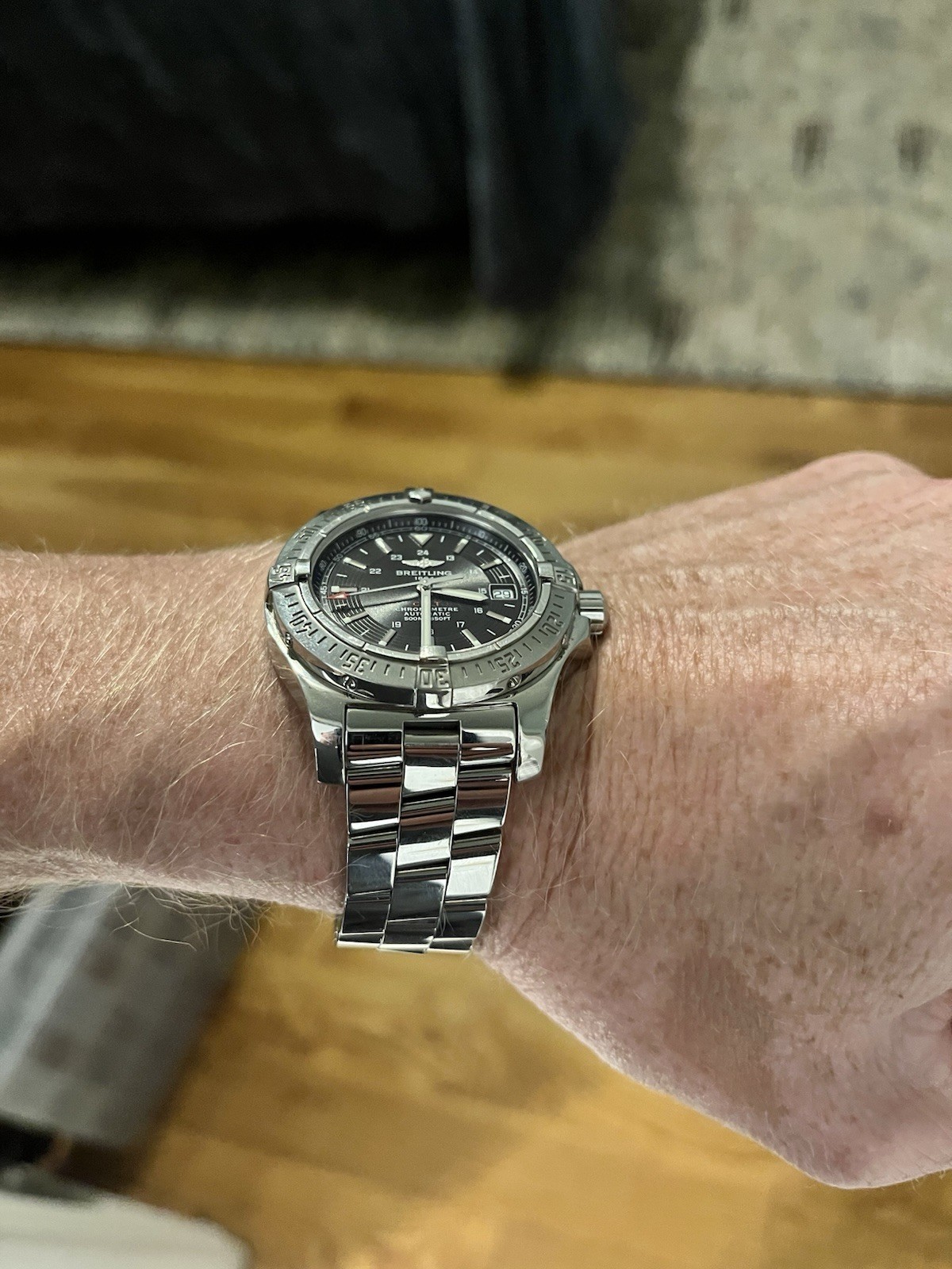 🔥🔥Breitling A17380 Swiss Chronometer Automatic Steel Black Dial Watch