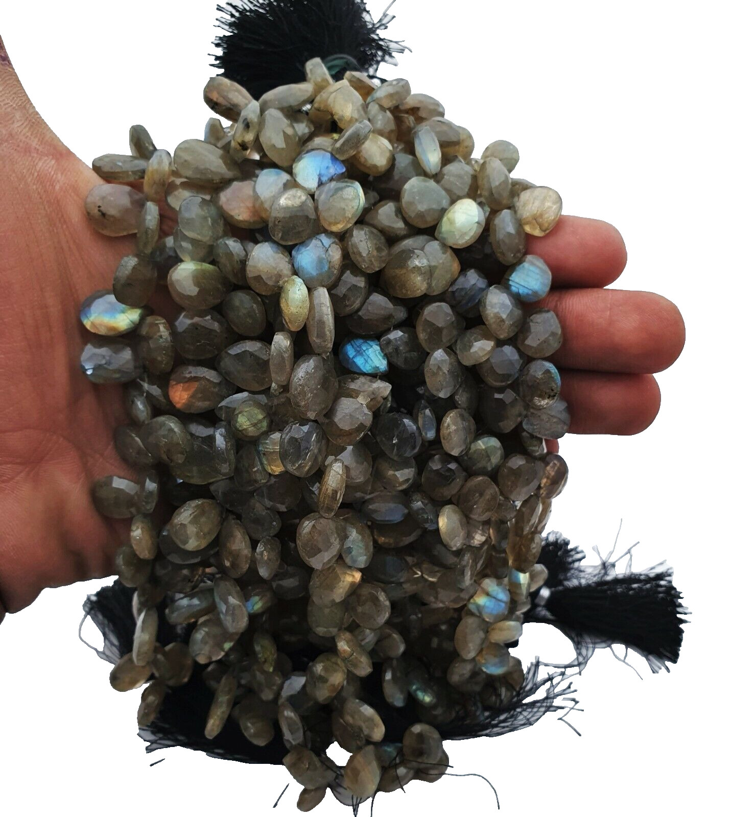 Natural Labradorite Tear Cut Bead Strand 7.50 Inch 18 CM 180 CT 8×12-10×16 MM