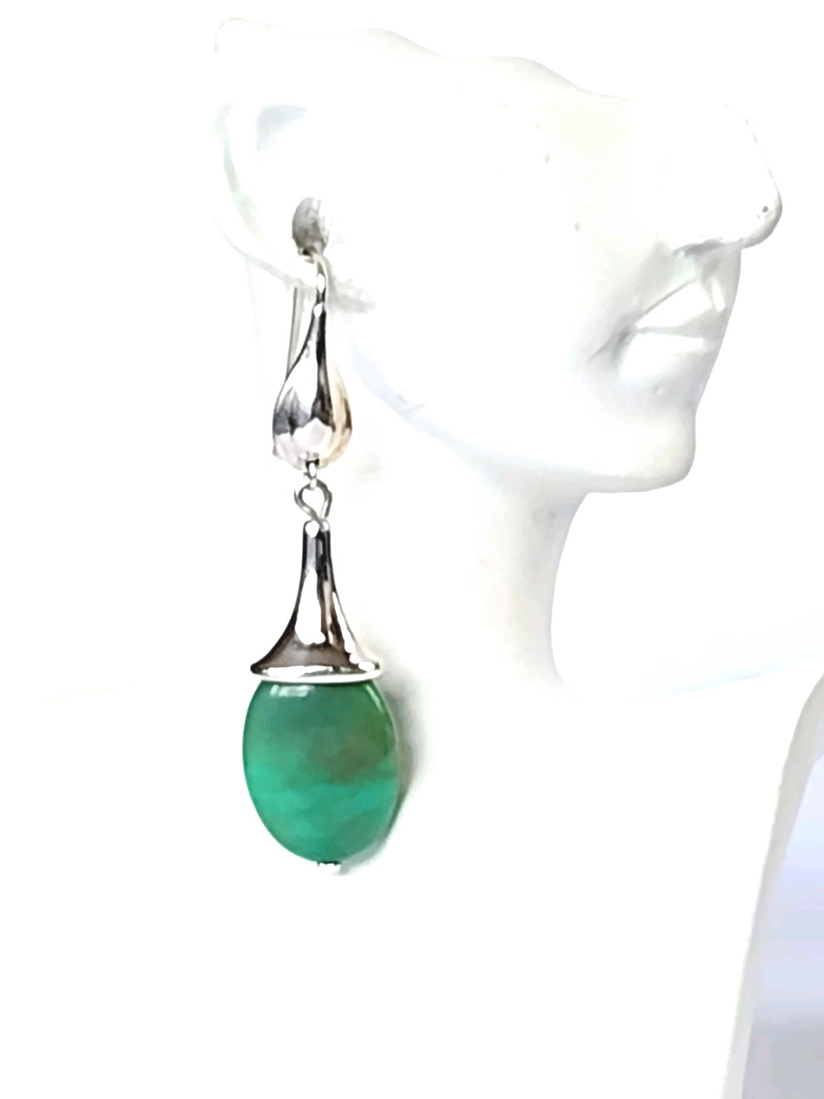 RLM Robert Lee Morris Sterling Turquoise Dangle Earrings 2″ 10g Hook or LeveBack