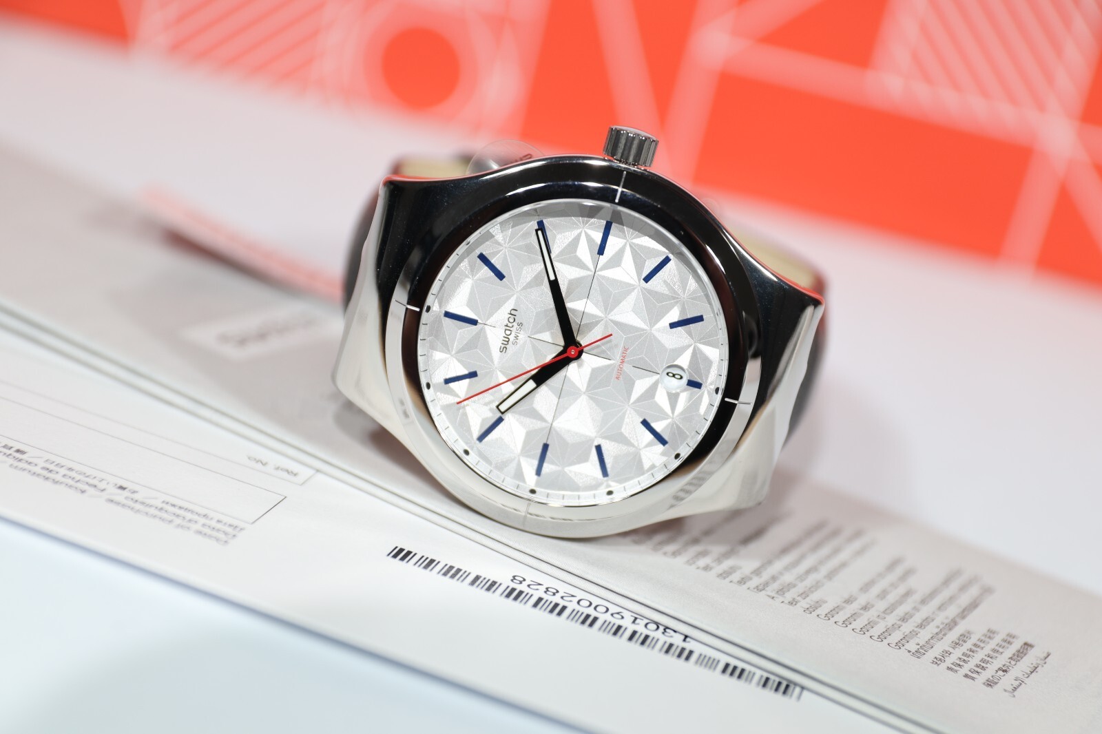 New Swiss Swatch Sistem51 Automatic Puzzle YIS408 42MM Silver Colored Leather St