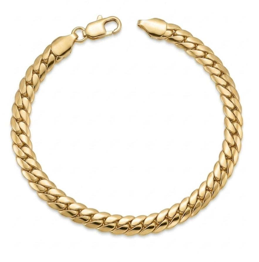 Italian 1/200 14K Yellow Gold Overlay Miami Cuban Bracelet Pulsera in mm