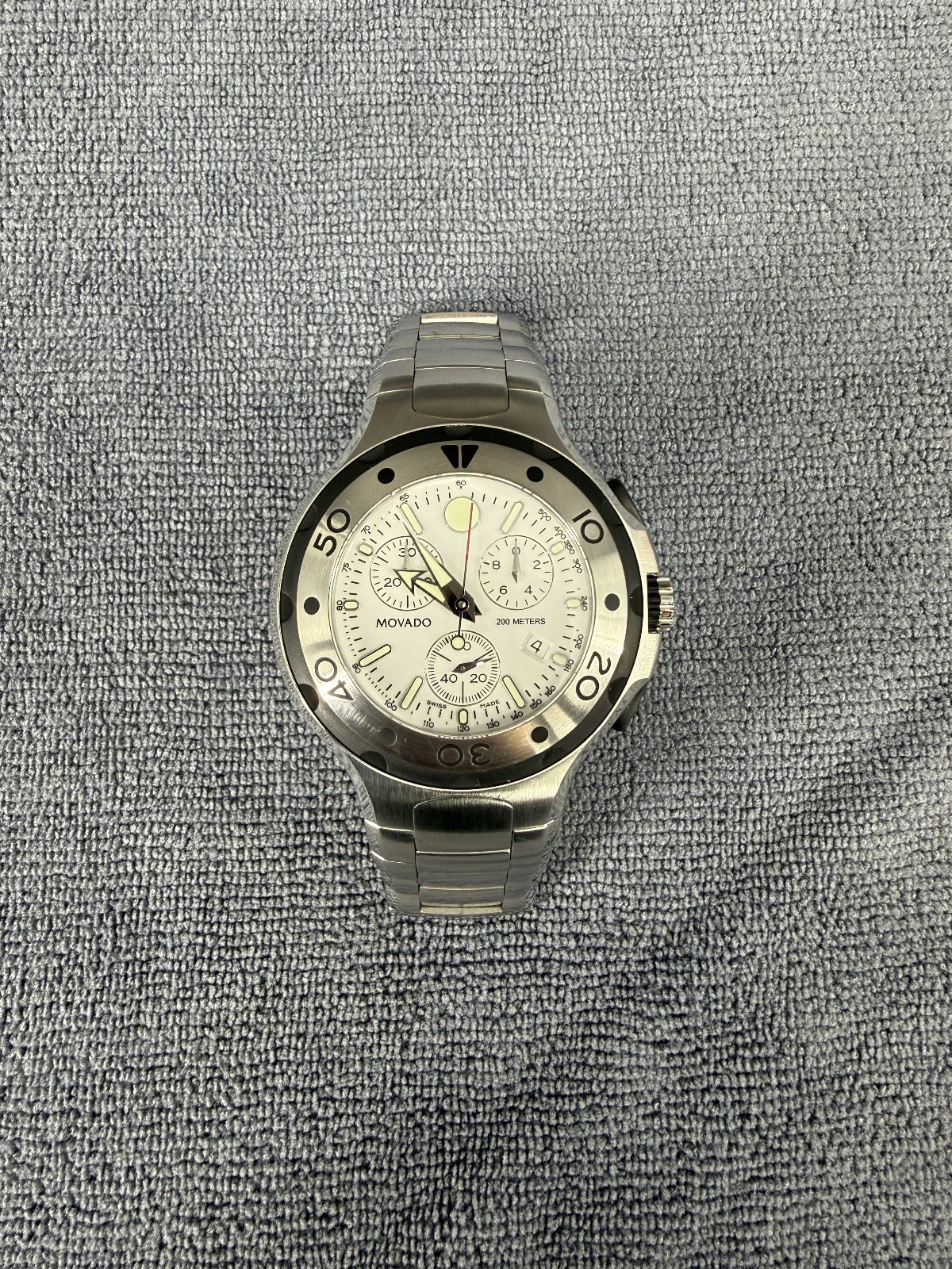 Movado Series 800 2600021 Mens White Dial Chronograph Watch