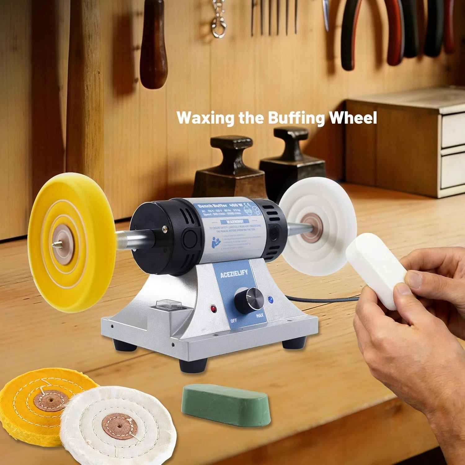 450W Jewelry Polisher, Variable Speed Bench Polishing Machine, Profesional Deskt