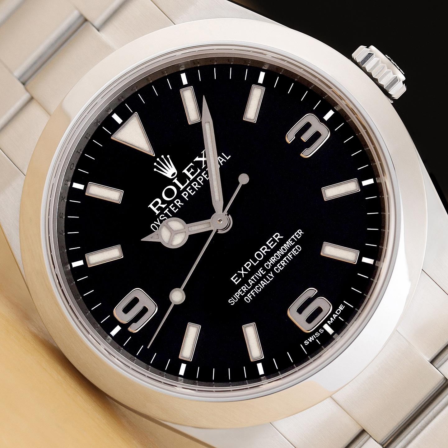 2015 CARD ROLEX EXPLORER I 214270 MK1 39MM BLACK ARABIC STAINLESS STEEL WATCH