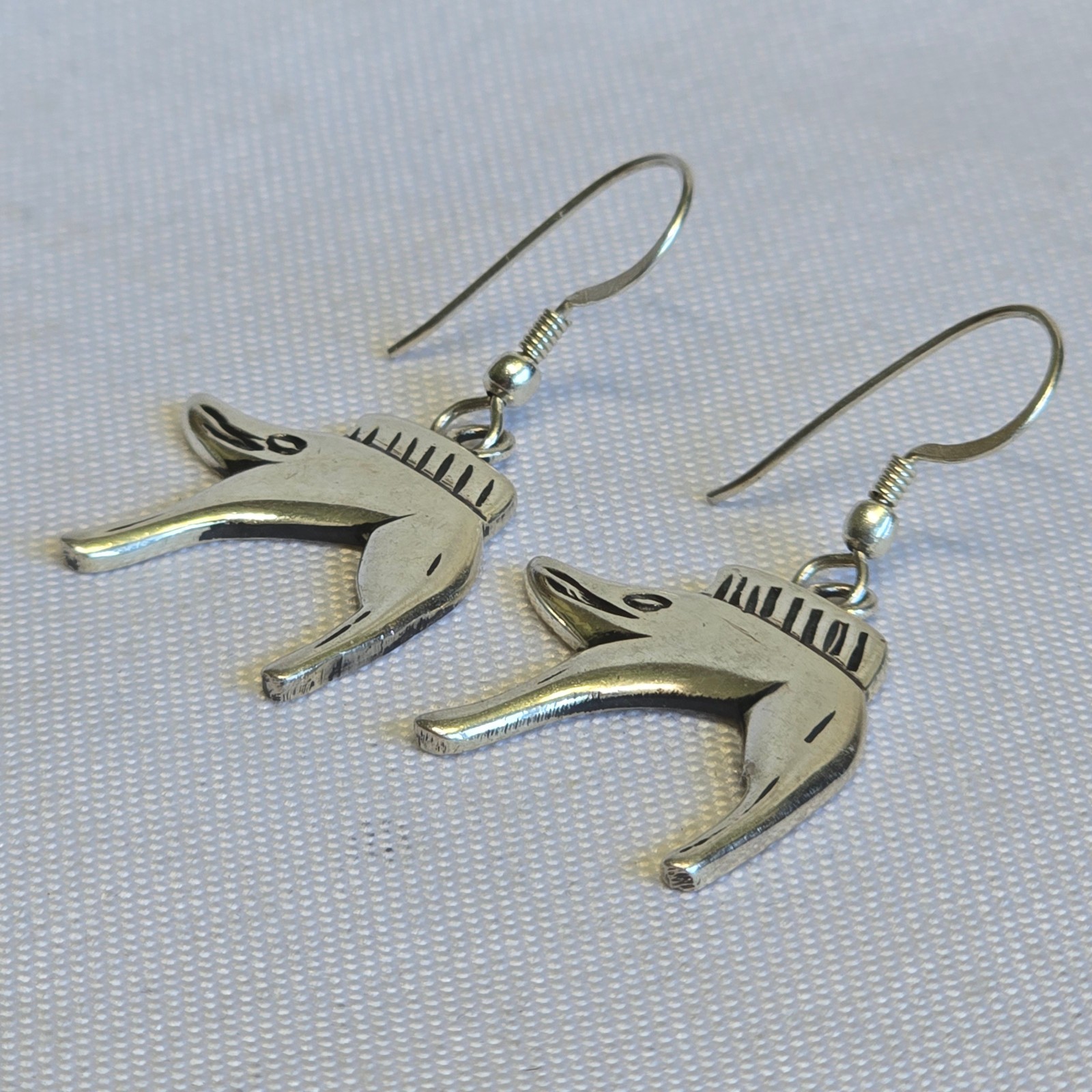 Sterling Silver Earrings 7.36g Fine Jewelry Celtic Boar Hook Back Dangles