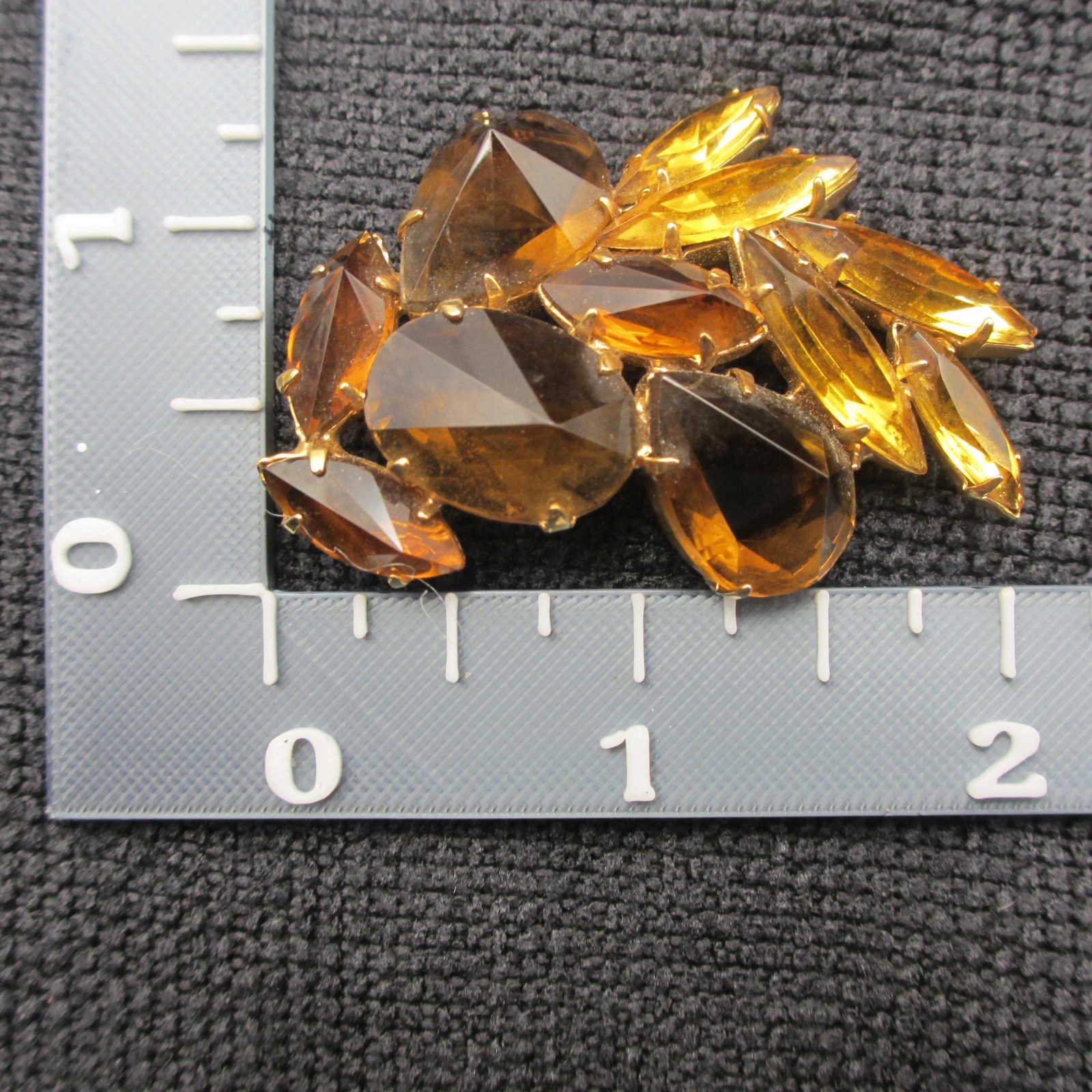 Vintage Rhinestone Brooch Golden Brown Gold Tone