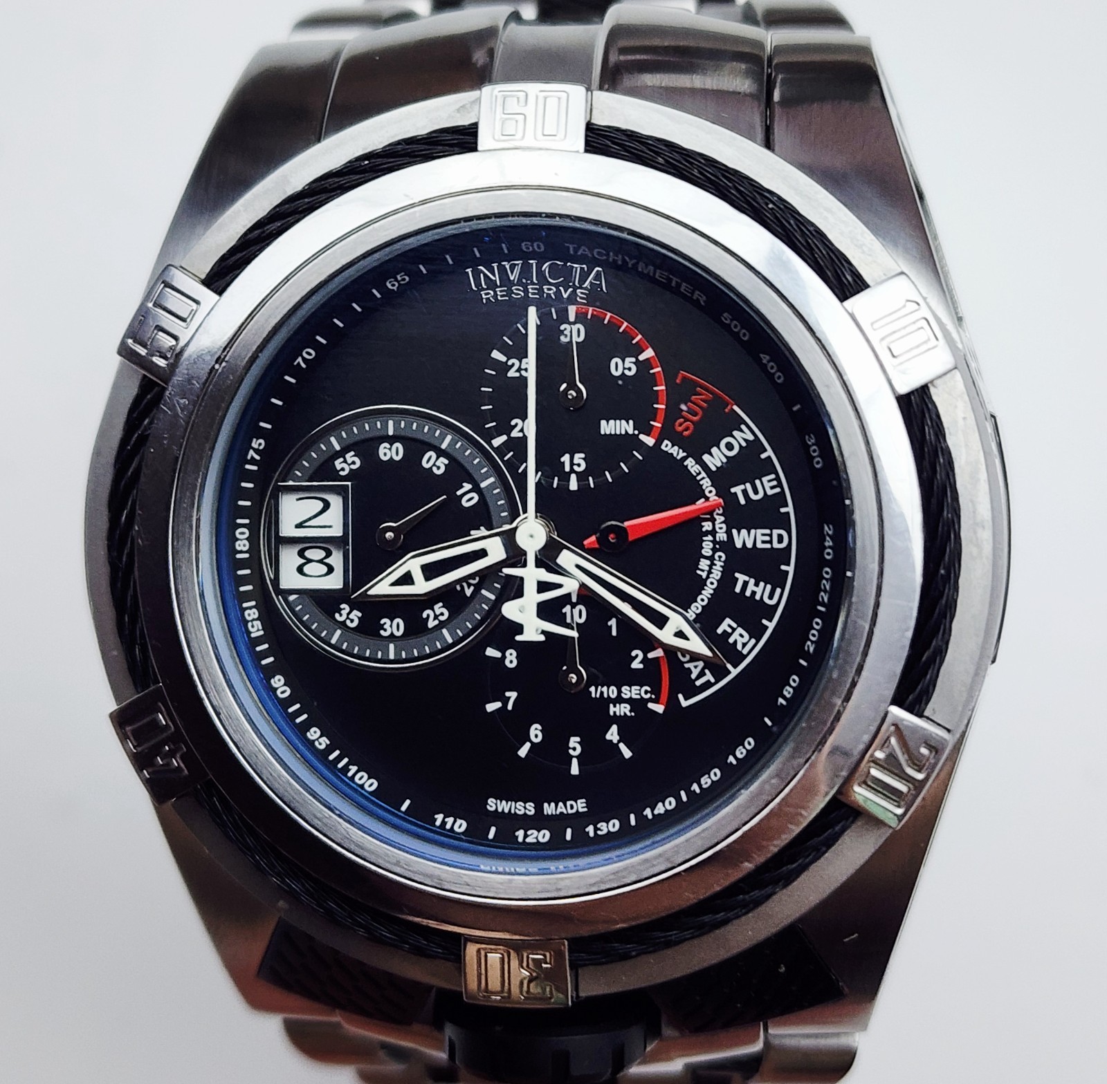 Men’s SWISS OVERSIZED TRAVELER CHRONOGRAPH Watch INVICTA ” Bolt Zeus-Tria” 16955