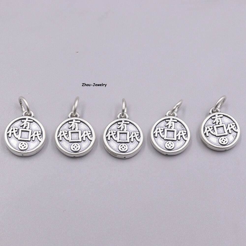 Real S925 Sterling Silver Pendant Men Women Coin Pendant 17*12mm 1.2-1.3g