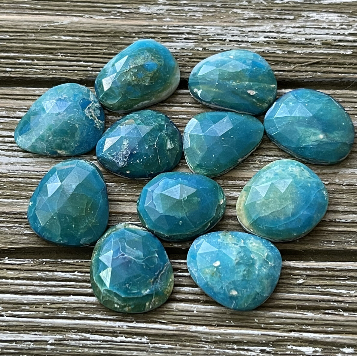 65.5ct 11pc Lot 17x14x4.5mm Blue Peruvian Opalina Rose Cut Cabochons Loose Gems