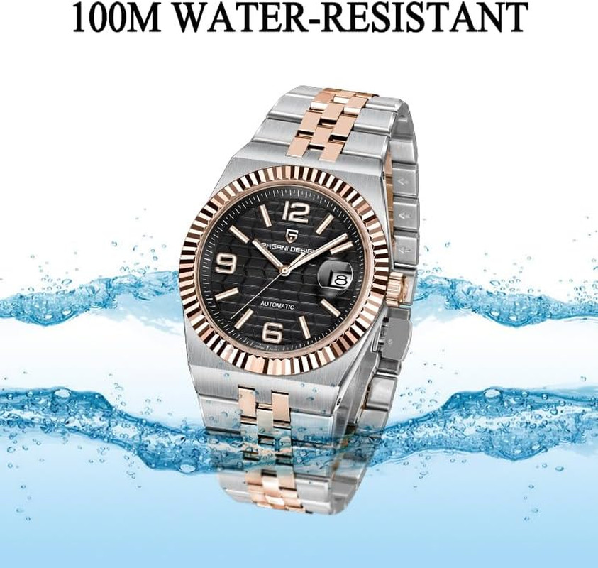 Men’s 40mm Automatic Mechanical Watch – Sapphire, 100M Waterproof, Luminous